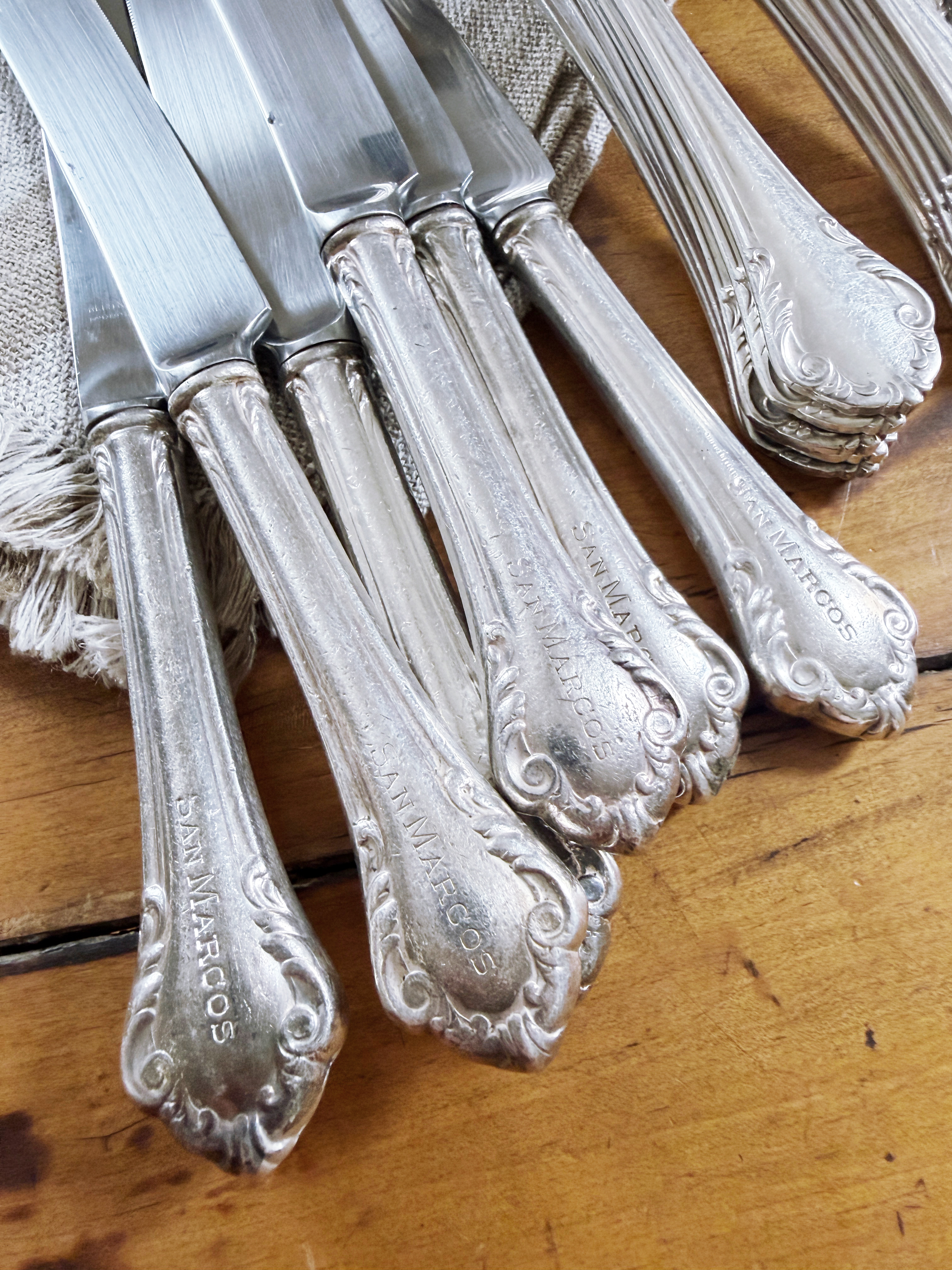 Service for 6 Silver Plated Flatware from The San Marcos Hotel Santa Barbara CA