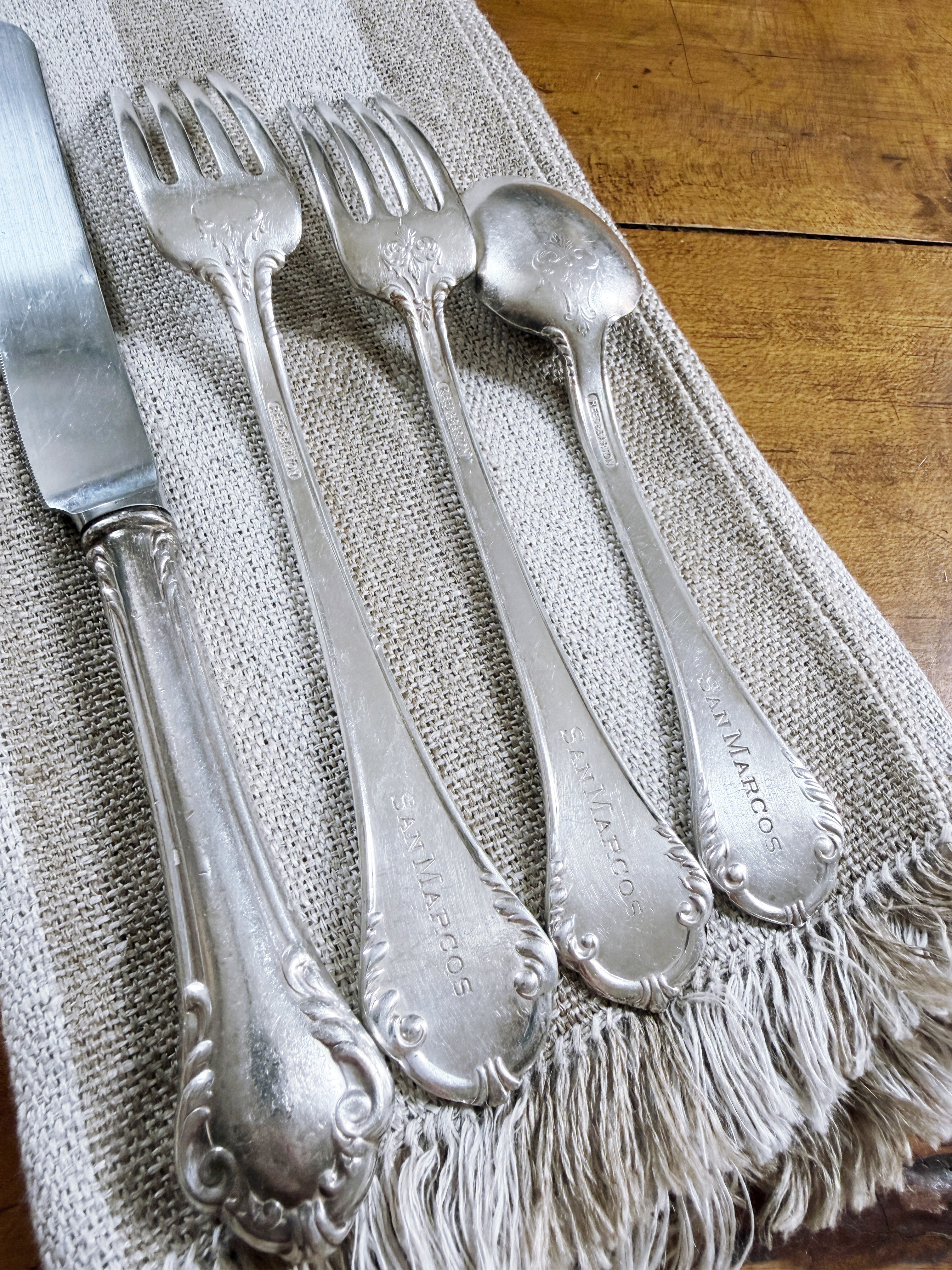 Service for 6 Silver Plated Flatware from The San Marcos Hotel Santa Barbara CA
