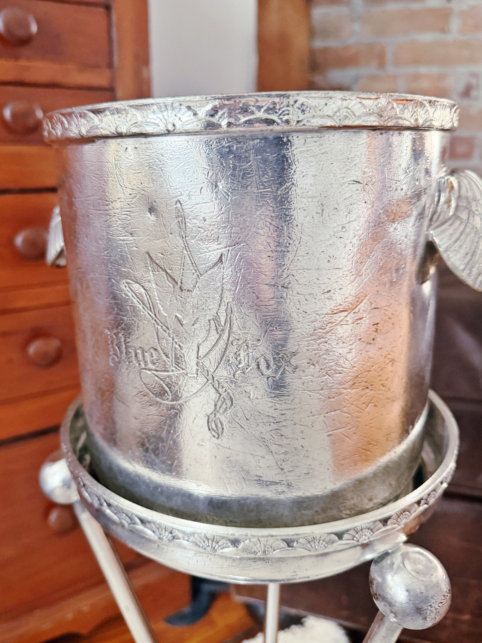 Vintage Silver Plated Champagne Bucket and Stand from The Blue Fox in San Francisco CA
