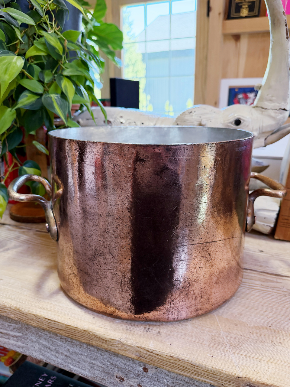 Antique French Copper Stockpot from Wagons Lits Dining Car