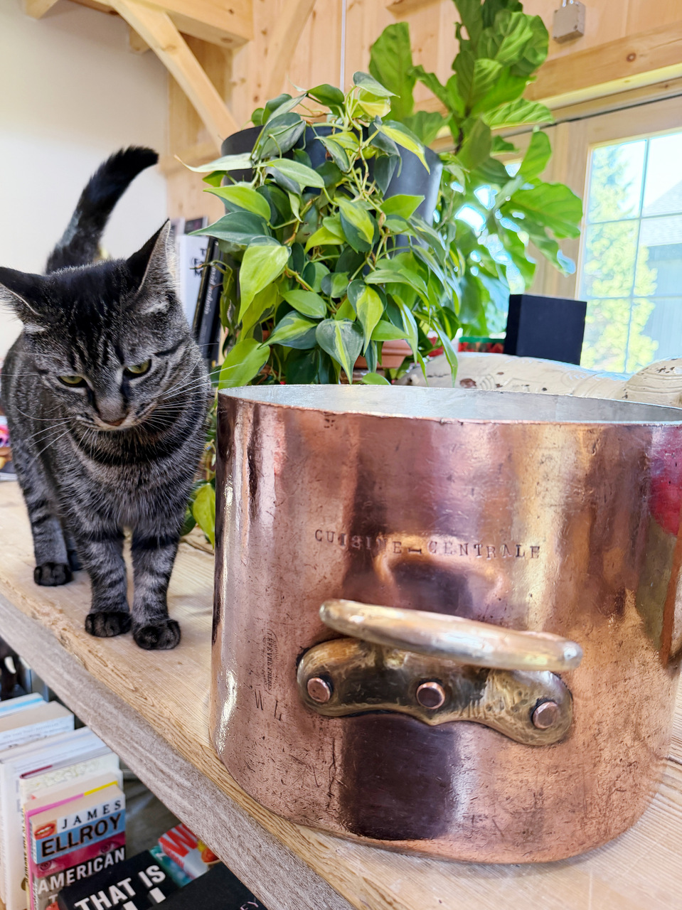 Antique French Copper Stockpot from Wagons Lits Dining Car
