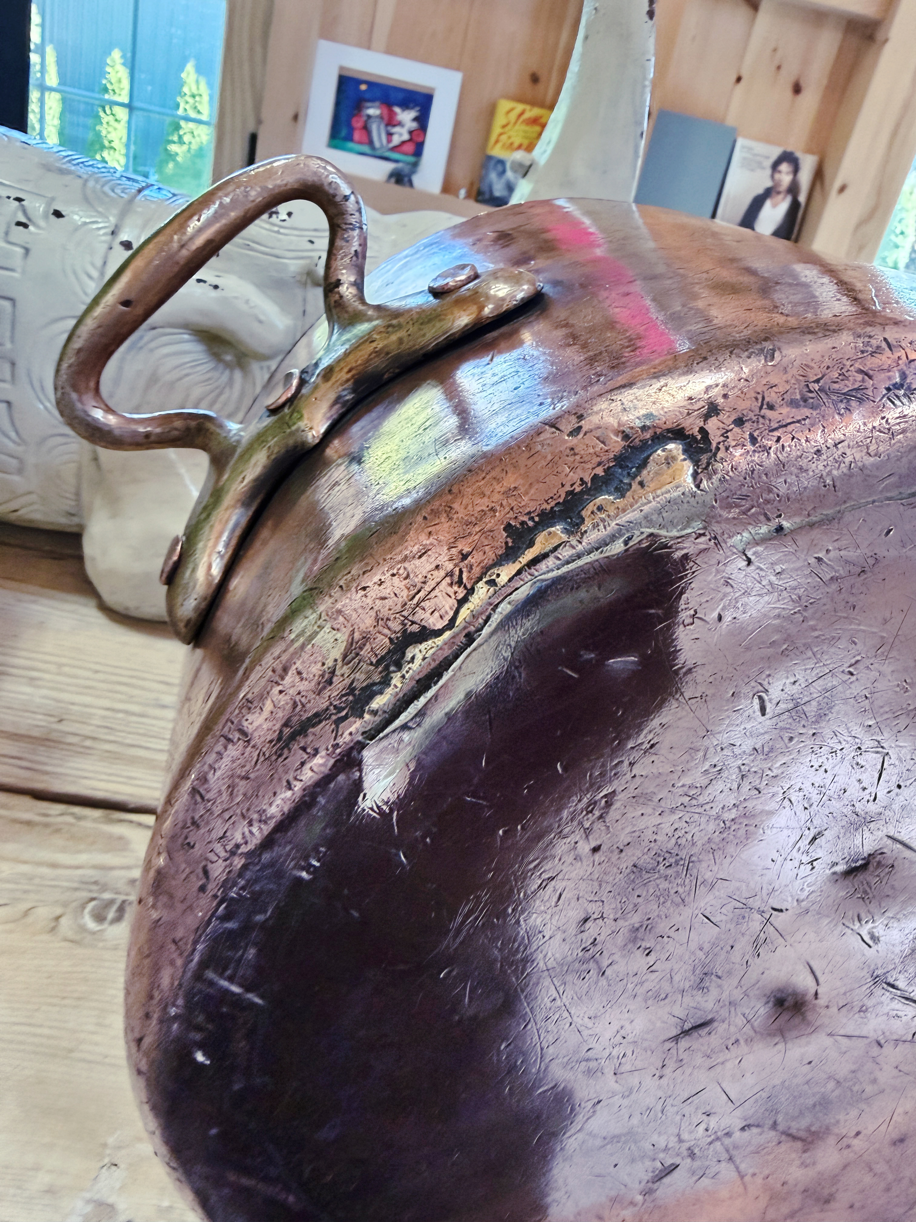 Antique French Copper Stockpot from Wagons Lits Dining Car