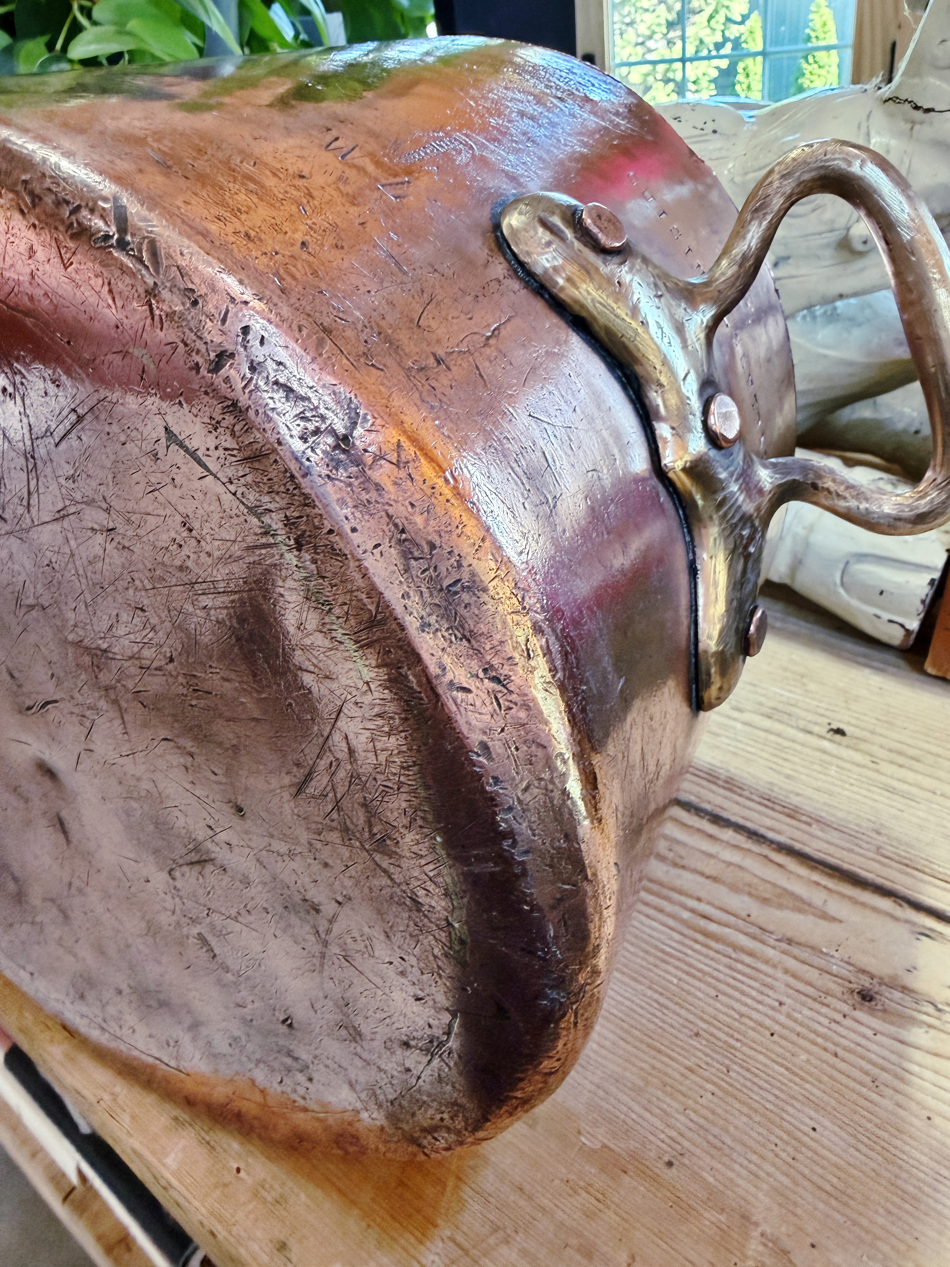 Antique French Copper Stockpot from Wagons Lits Dining Car