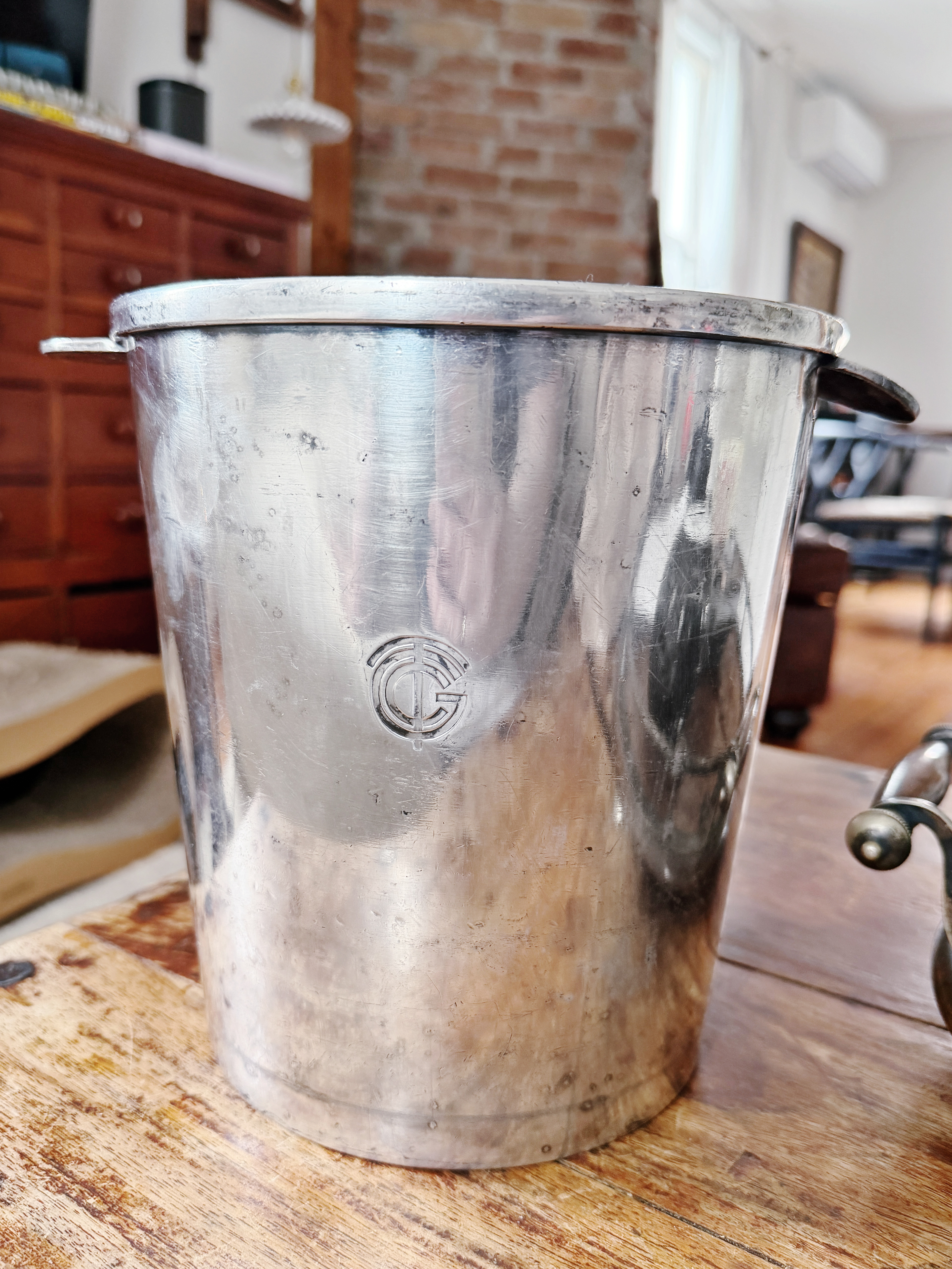 Antique Christofle Silver Champagne Bucket from French Line Ocean Liner Ile de France