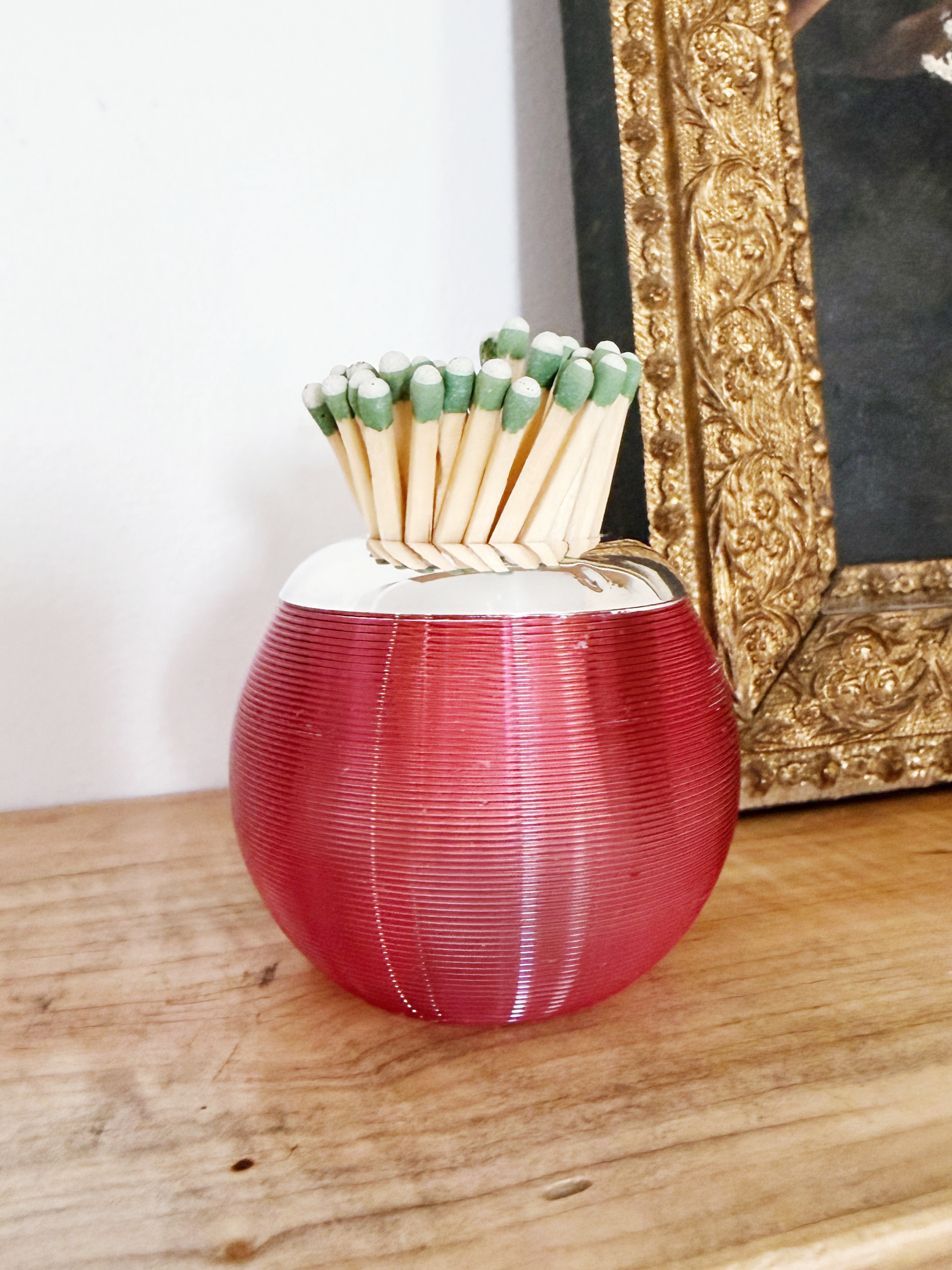 Antique English Sterling Silver and Pink Glass Match Striker no. 1