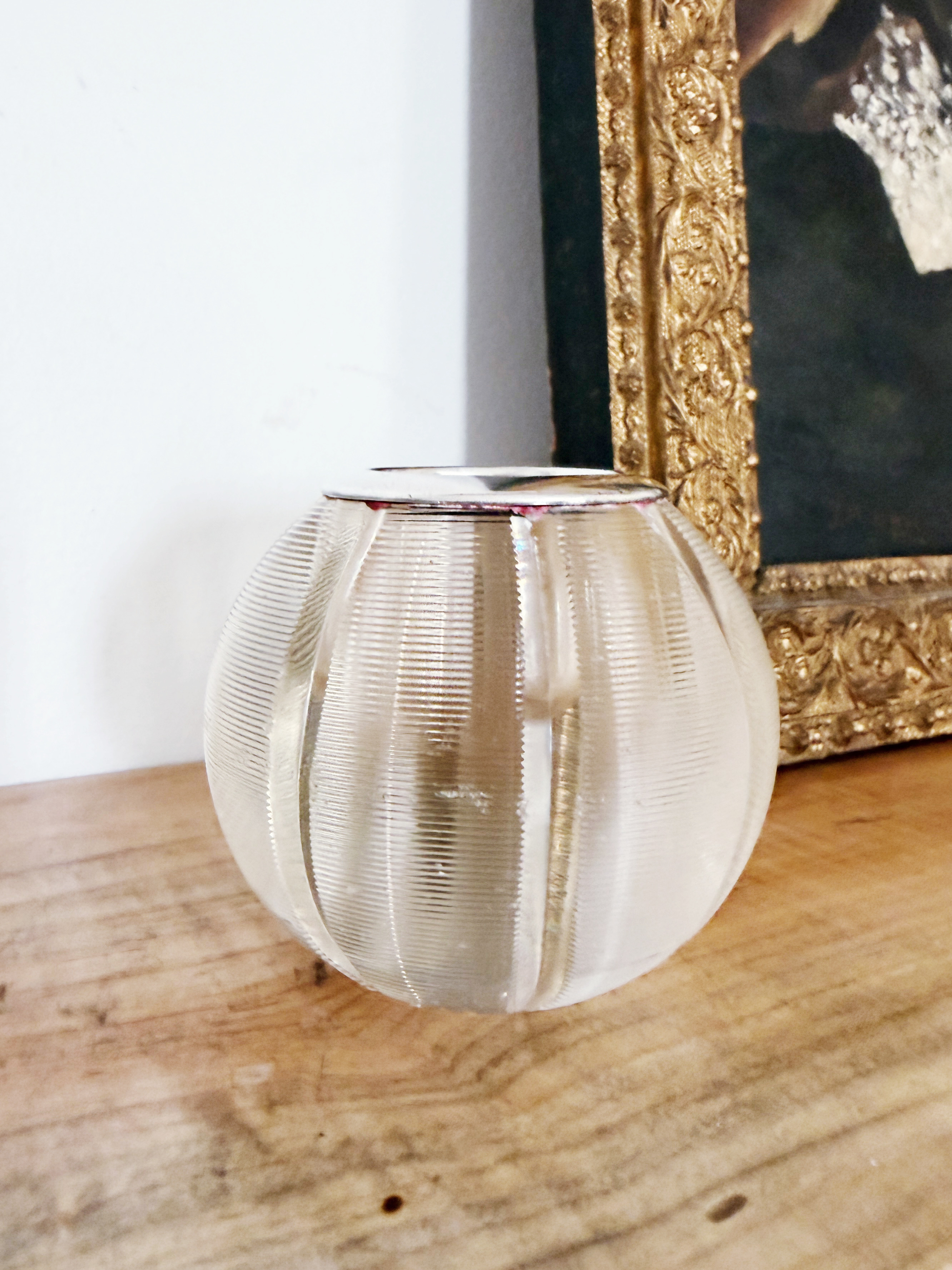 Antique 1900 Sterling Silver and Glass Match Striker