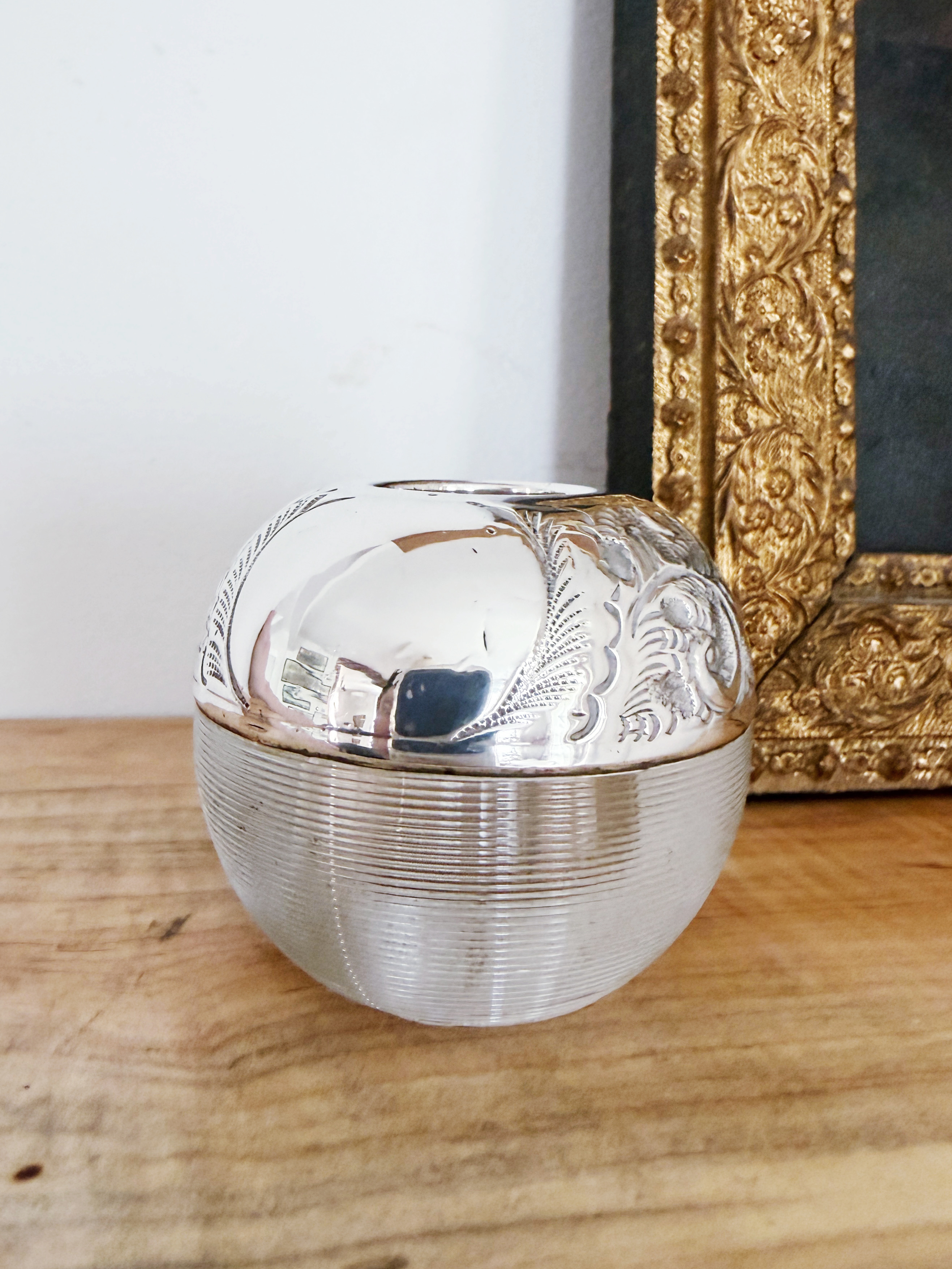 1907 English Sterling Silver and Glass Match Striker