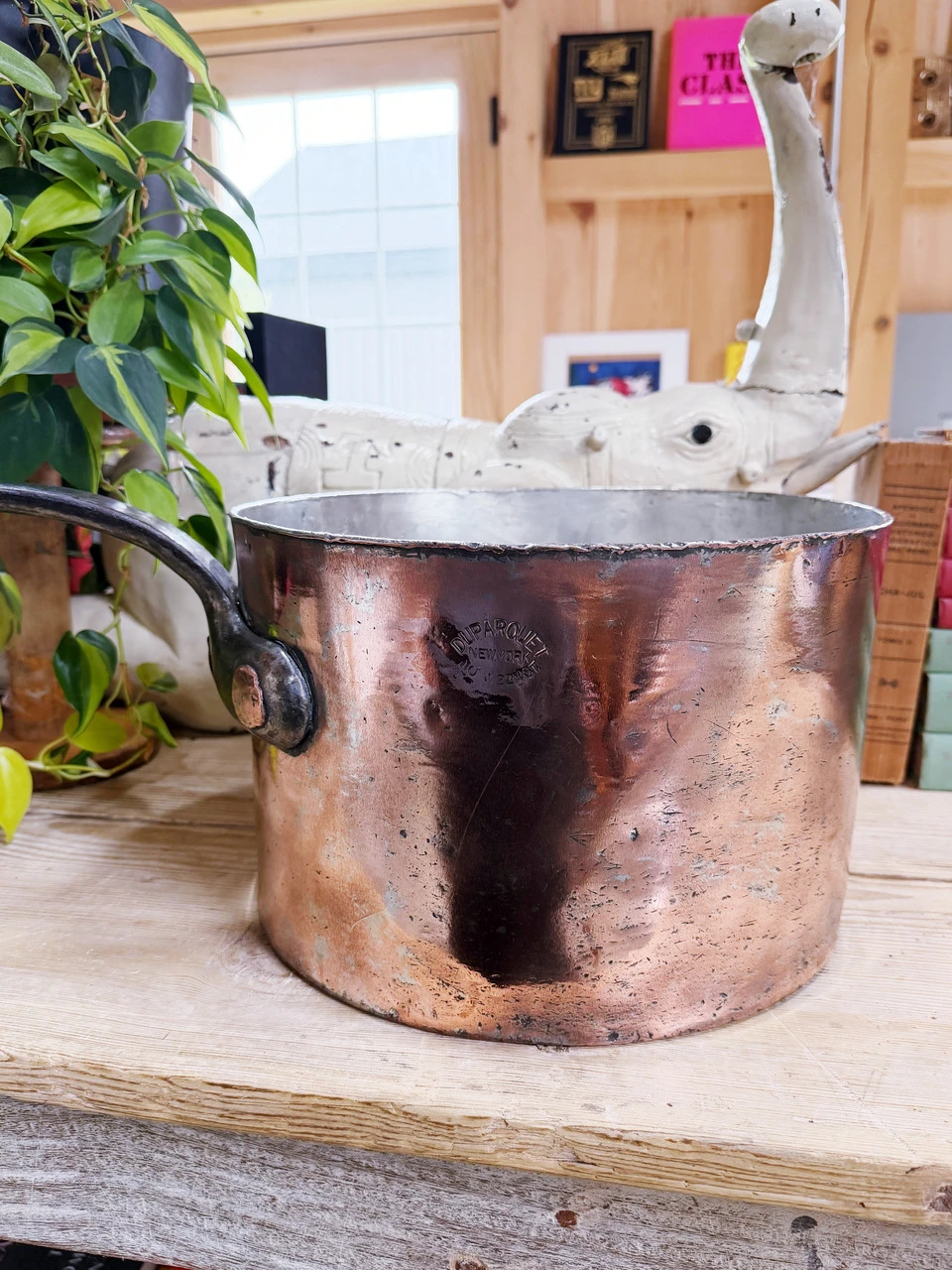 Antique Duparquet Copper Pot from Cafe Savarin and B&O Railroad