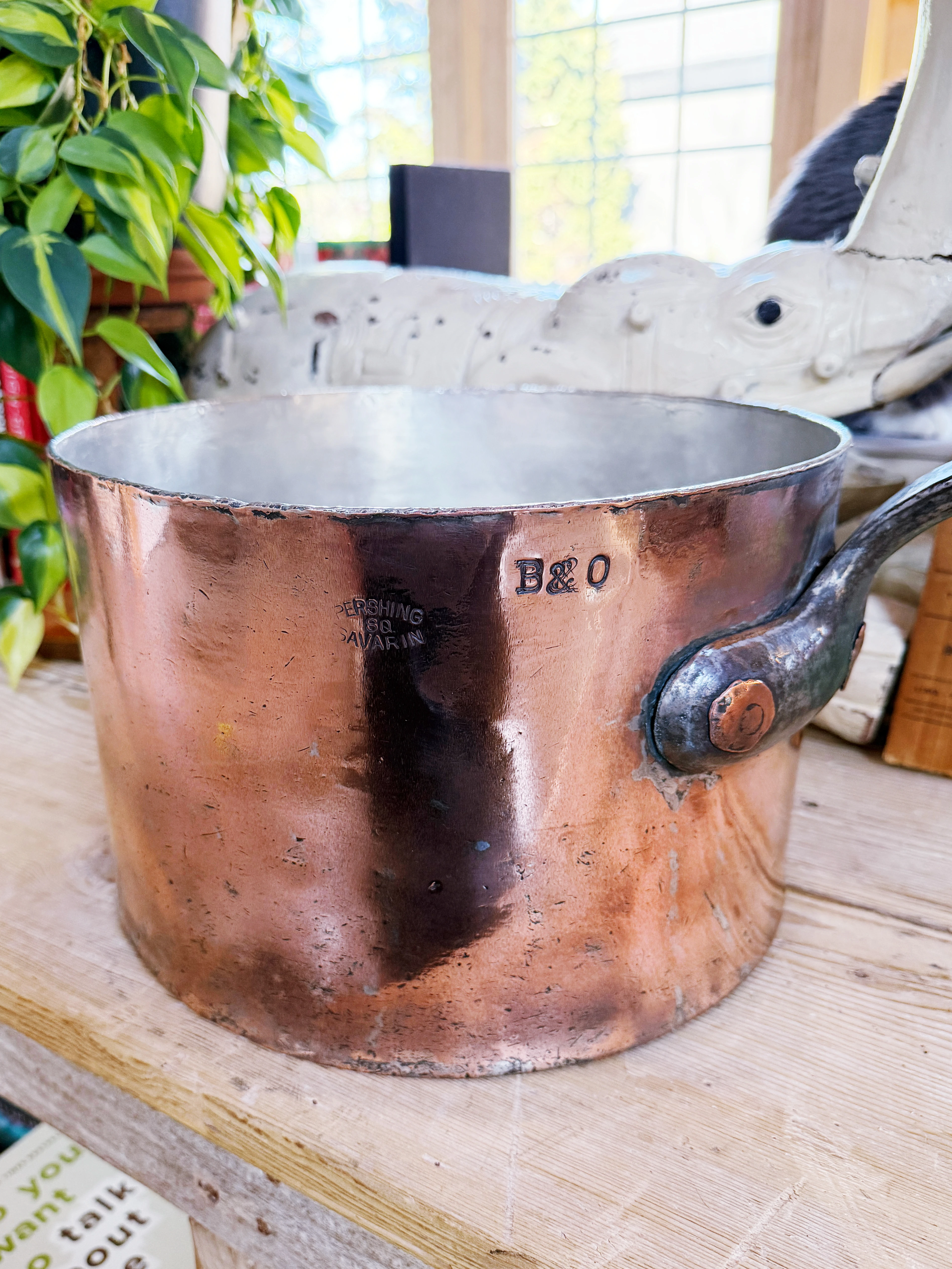 Antique Duparquet Copper Pot from Cafe Savarin and B&O Railroad