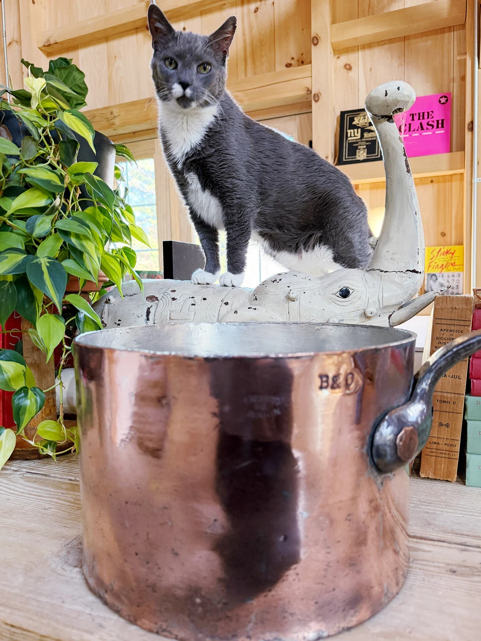 Antique Duparquet Copper Pot from Cafe Savarin and B&O Railroad