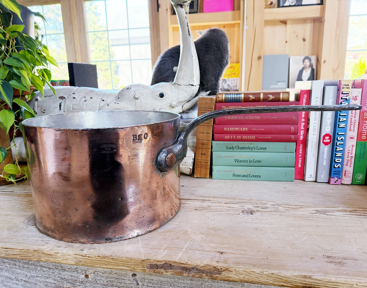 Antique Duparquet Copper Pot from Cafe Savarin and B&O Railroad