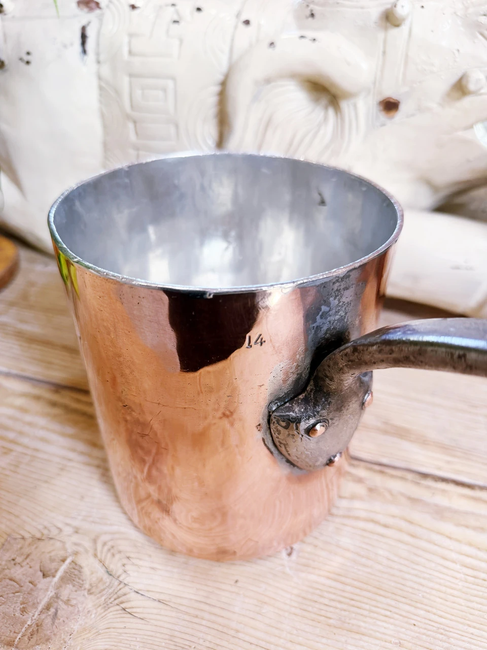 Antique French Dehillerin Copper Pot from CGT French Line Oceanliner - 14cm