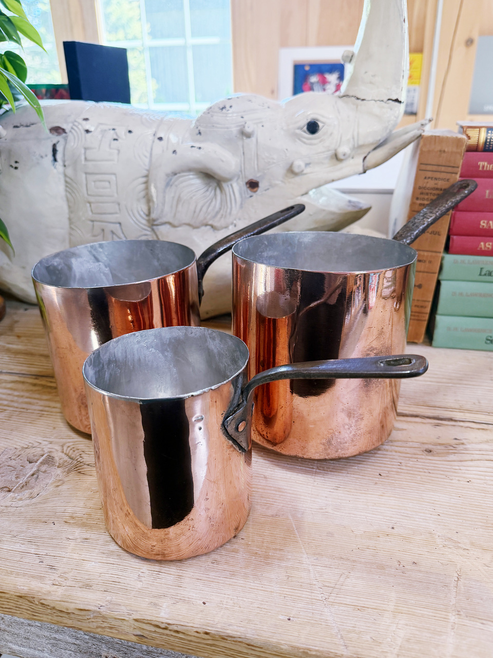 Set of 3 Antique English Benham & Froud Copper Pots