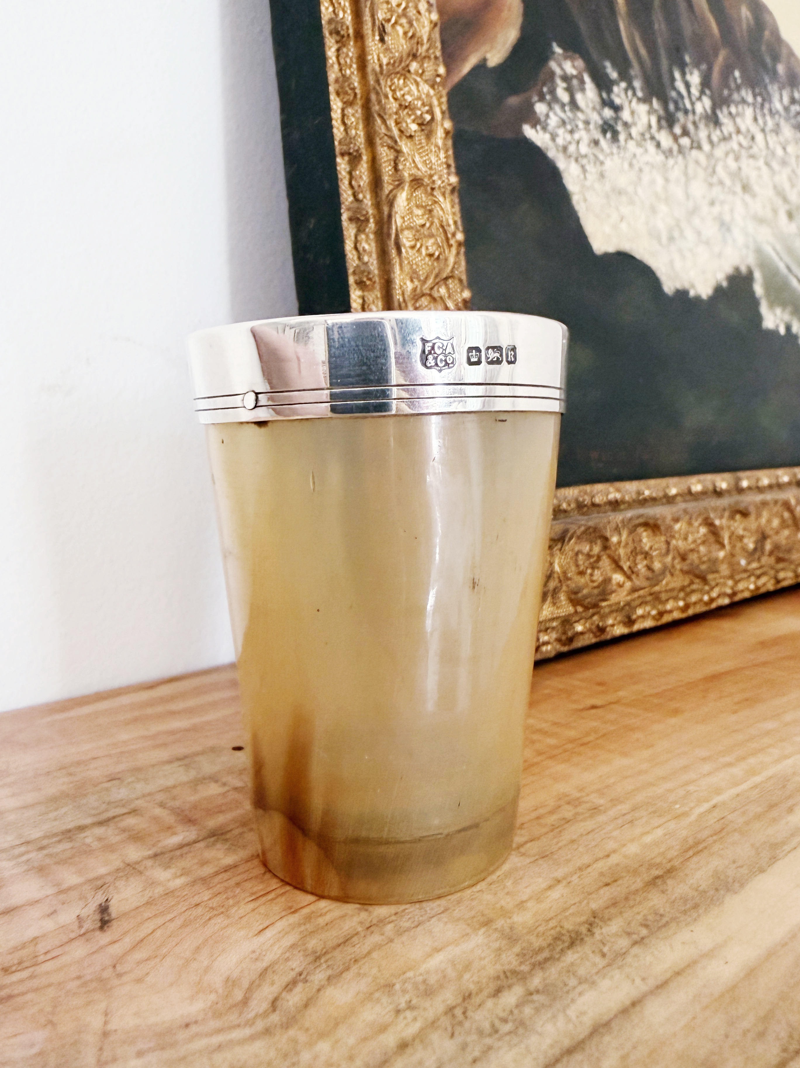 Antique 1902 Sterling and Horn Cup