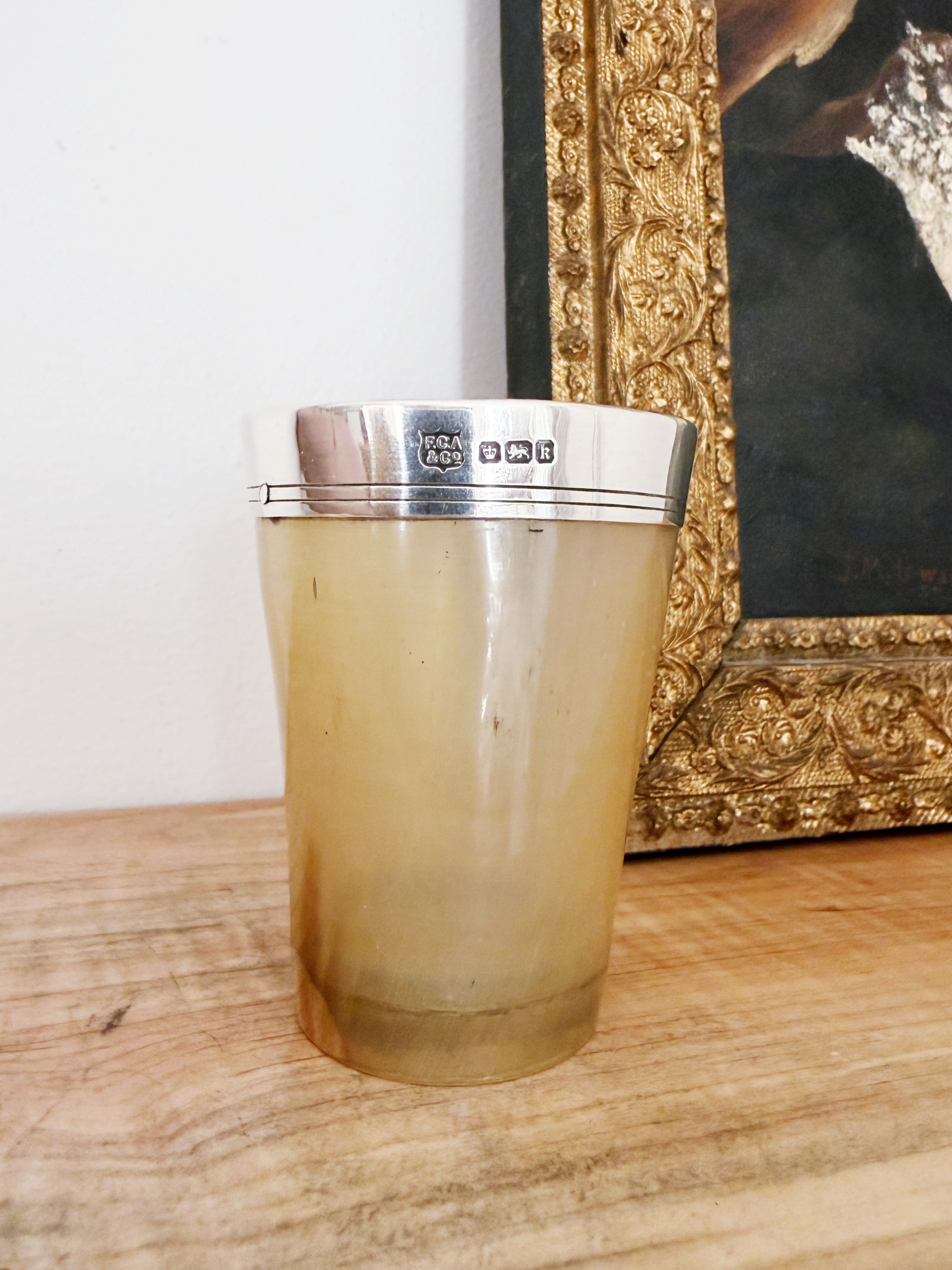 Antique 1902 Sterling and Horn Cup