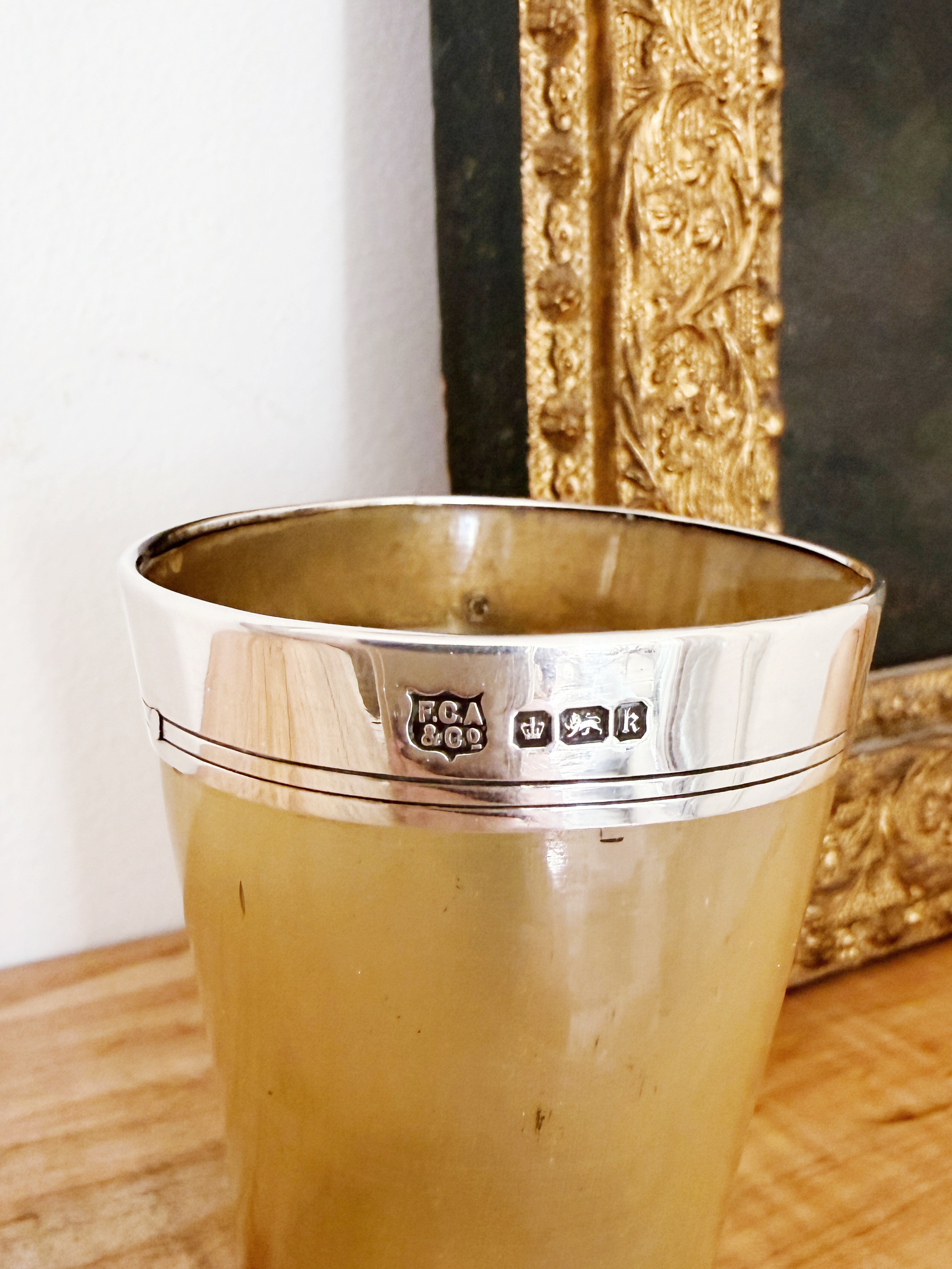 Antique 1902 Sterling and Horn Cup