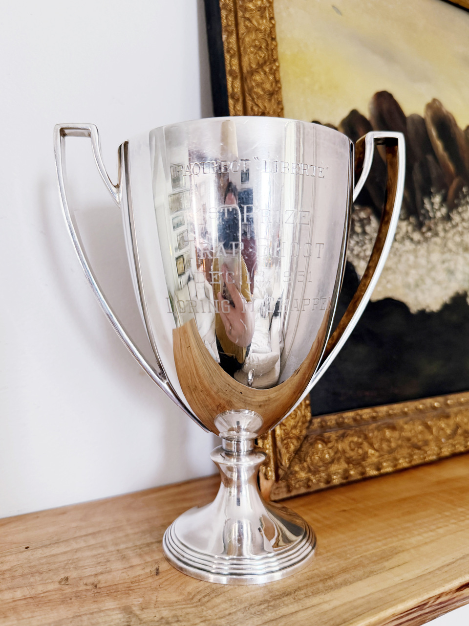1951 Silver Plated Cup from Trap Shoot Aboard the CGT Ocean Liner Liberte