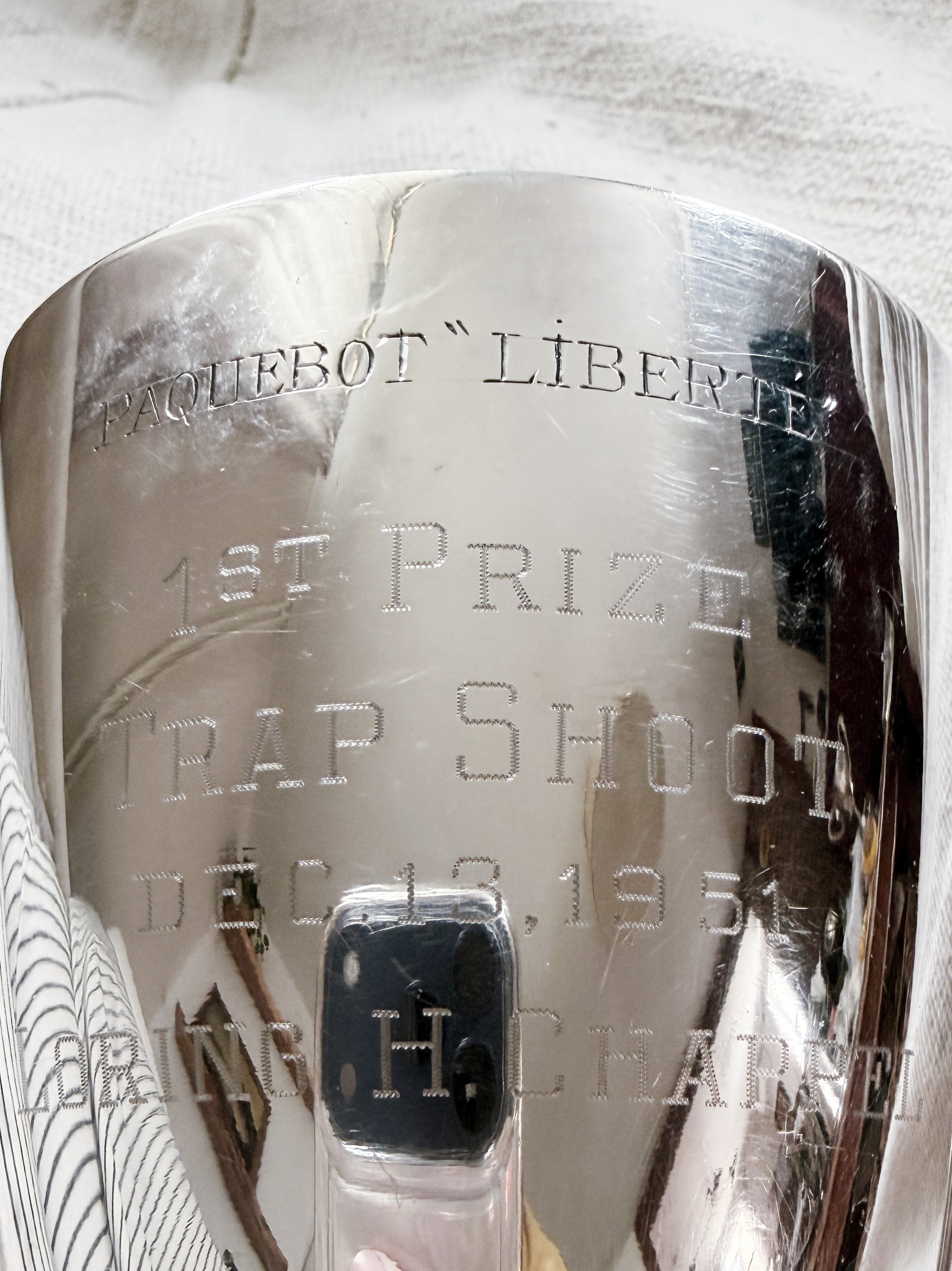 1951 Silver Plated Cup from Trap Shoot Aboard the CGT Ocean Liner Liberte