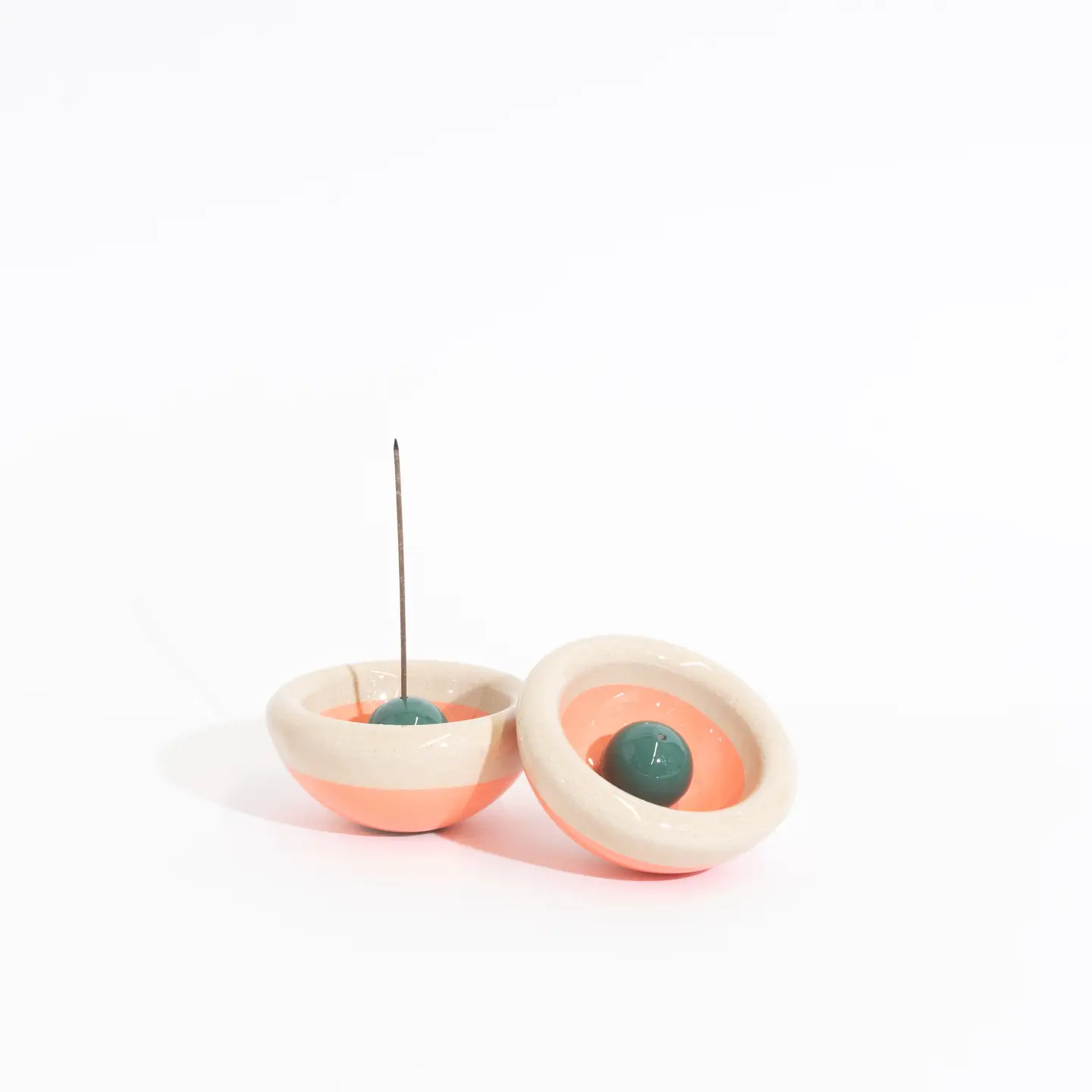 Green + Coral Incense Holder