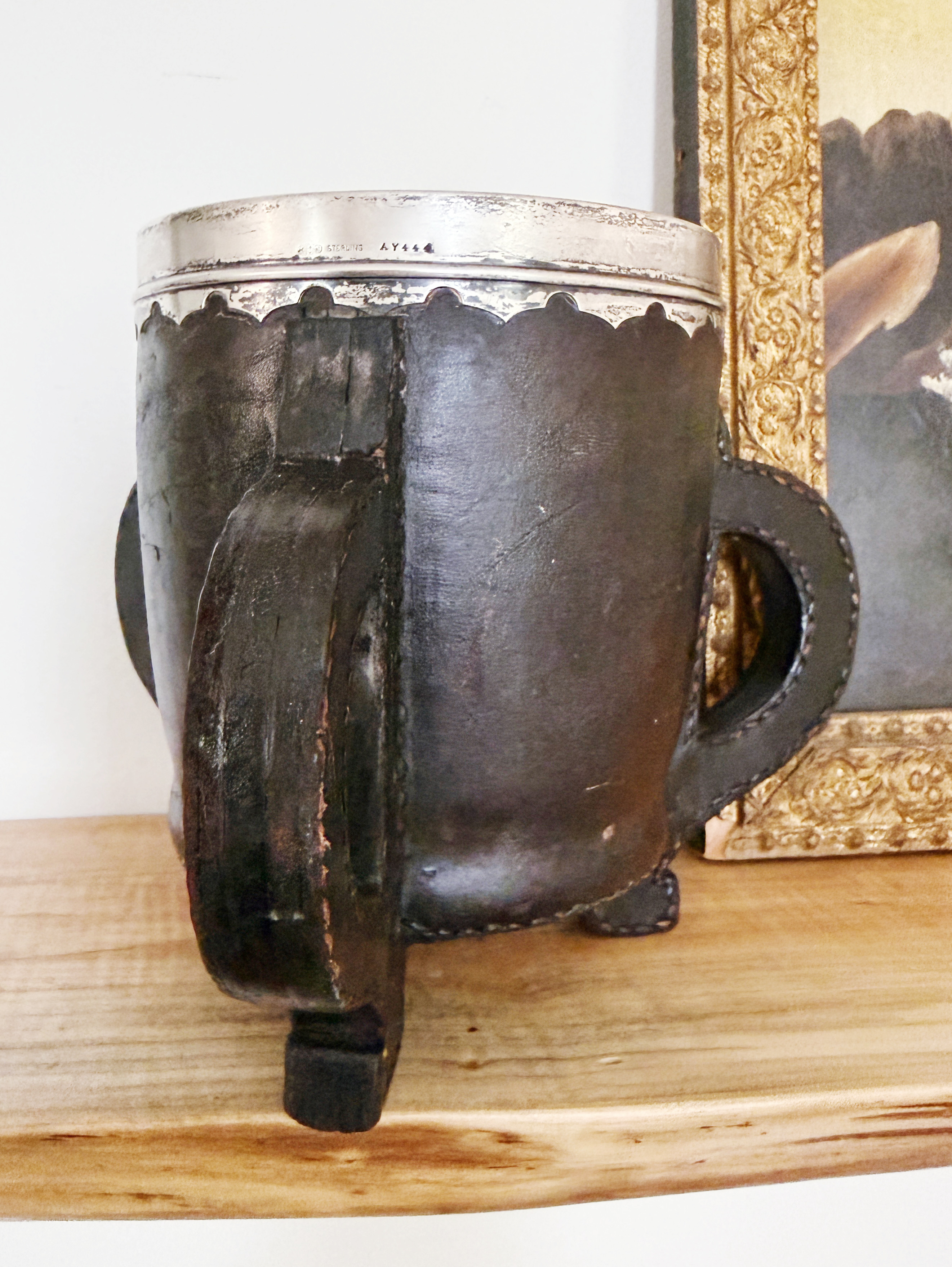 1908 Sterling Silver, Leather, and Copper Horse Show Trophy Cup