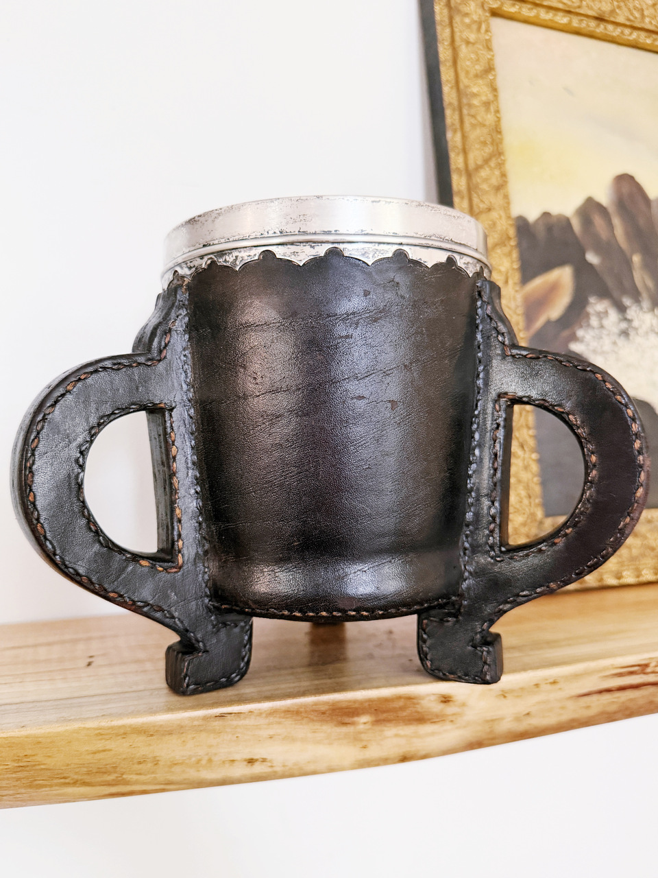 1908 Sterling Silver, Leather, and Copper Horse Show Trophy Cup