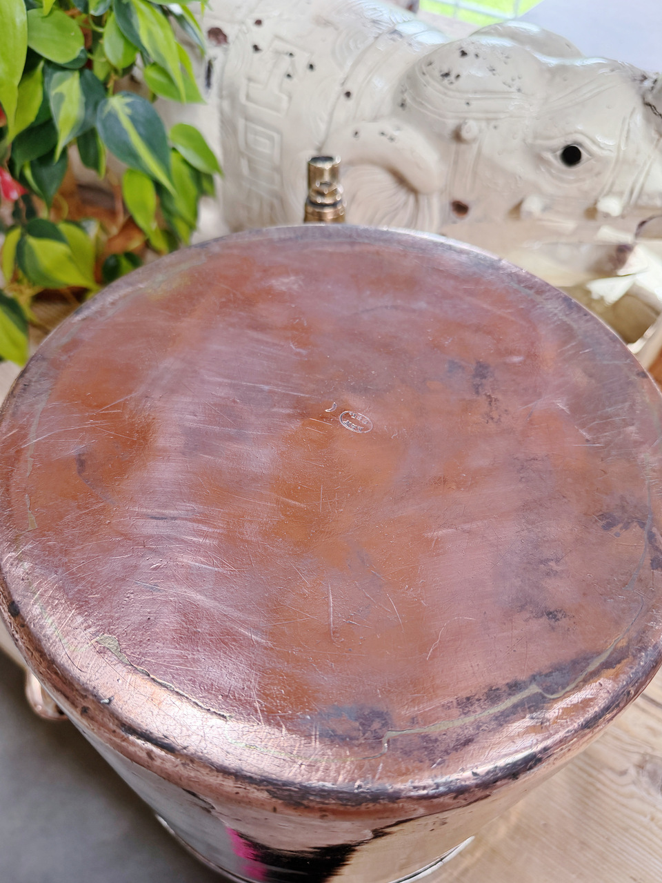 Antique English Copper Stock Pot with Lid