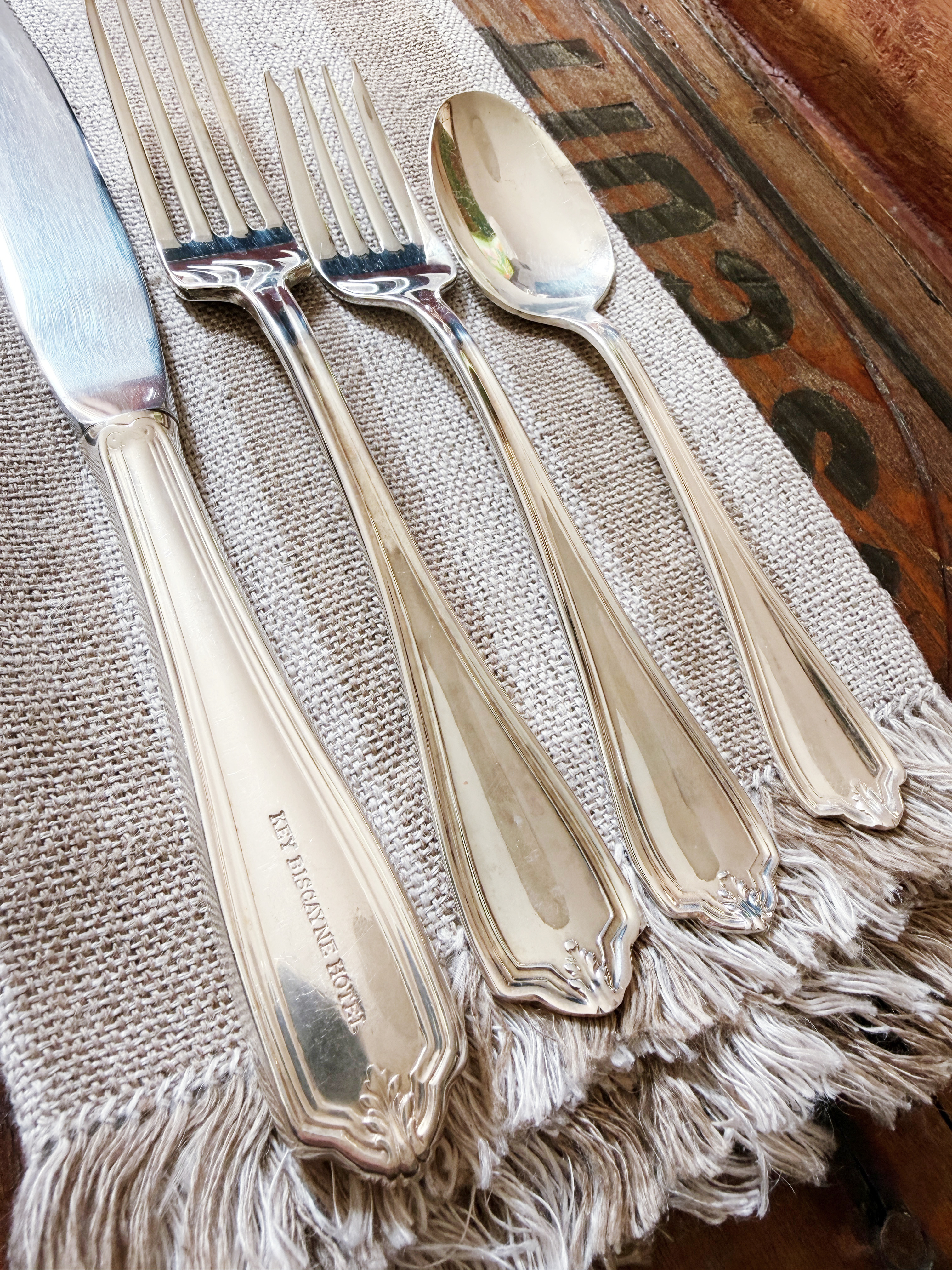 60 Piece Silver Plated Flatware Service for 12 from the Key Biscayne Hotel Miami