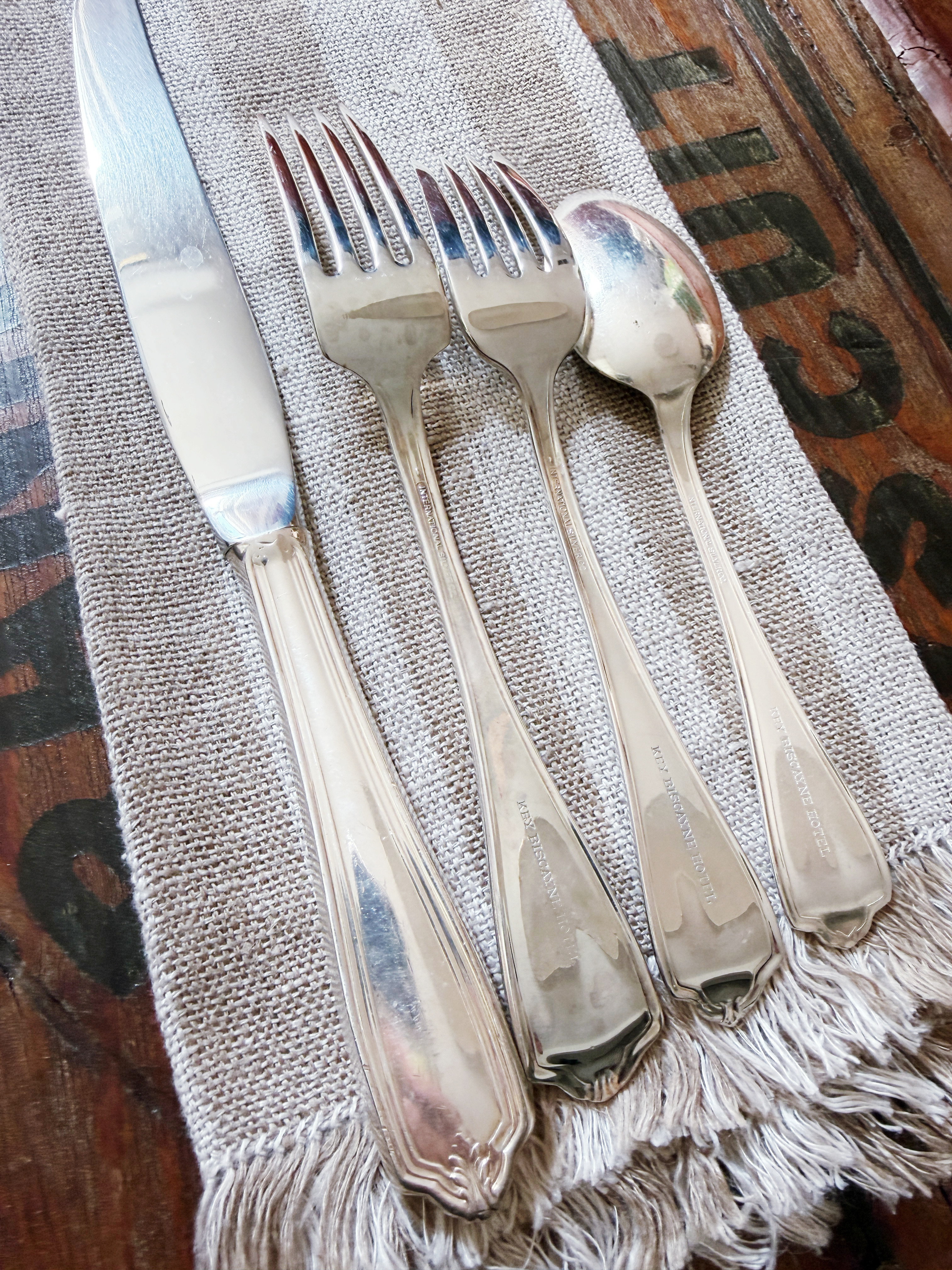60 Piece Silver Plated Flatware Service for 12 from the Key Biscayne Hotel Miami