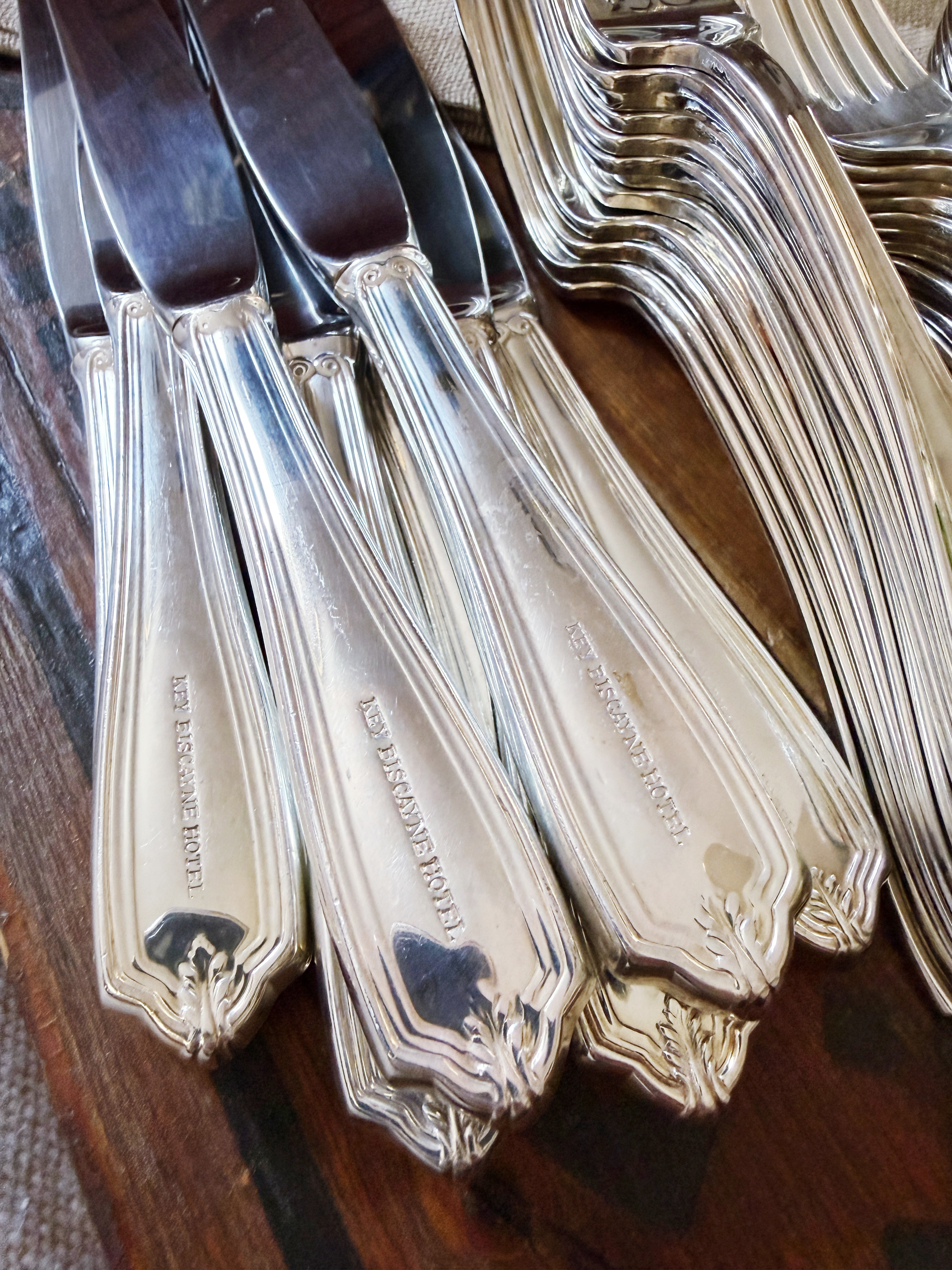 60 Piece Silver Plated Flatware Service for 12 from the Key Biscayne Hotel Miami