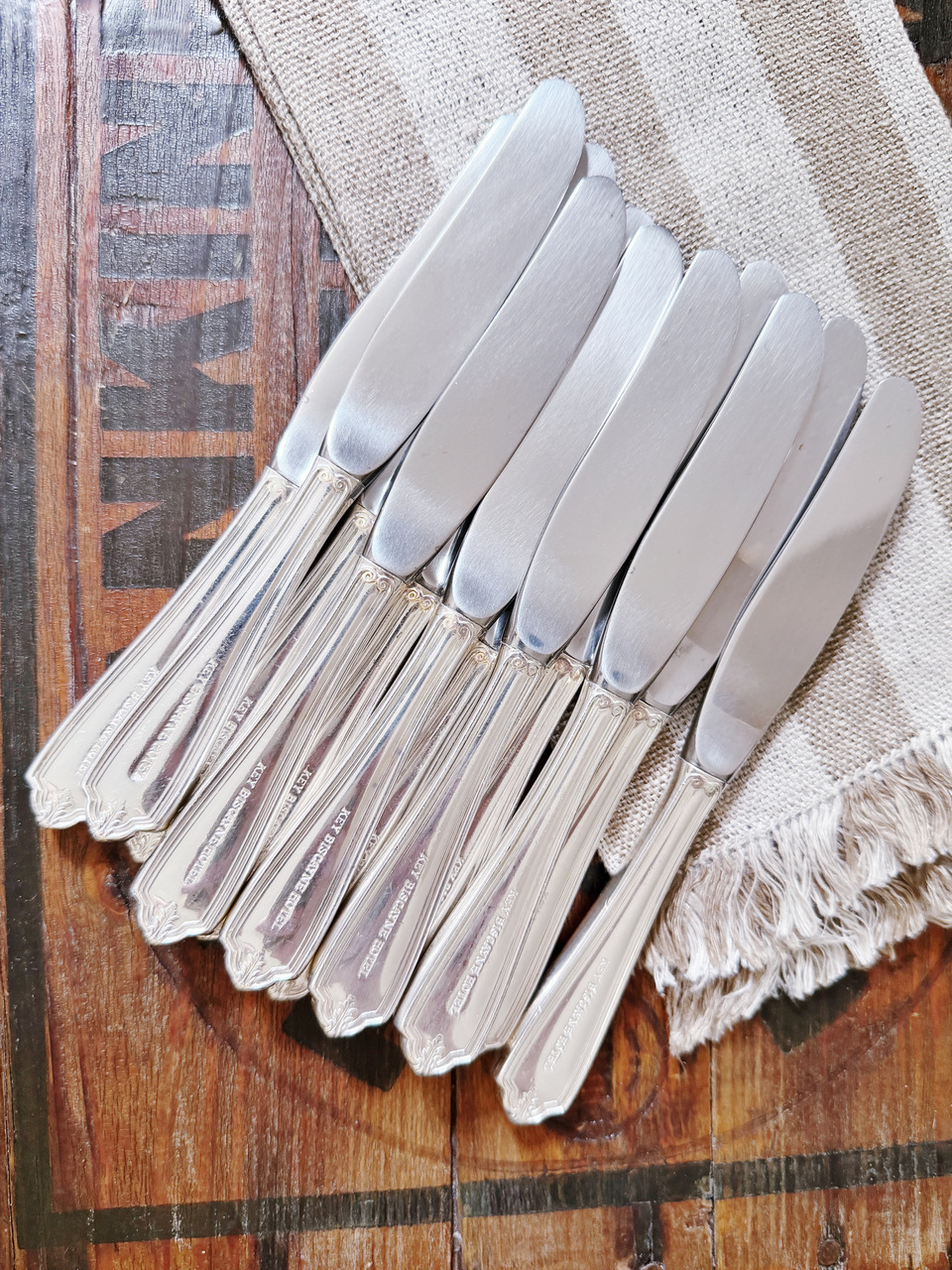 12 Vintage Silver Plated Butter Spreaders from the Key Biscayne Hotel Miami
