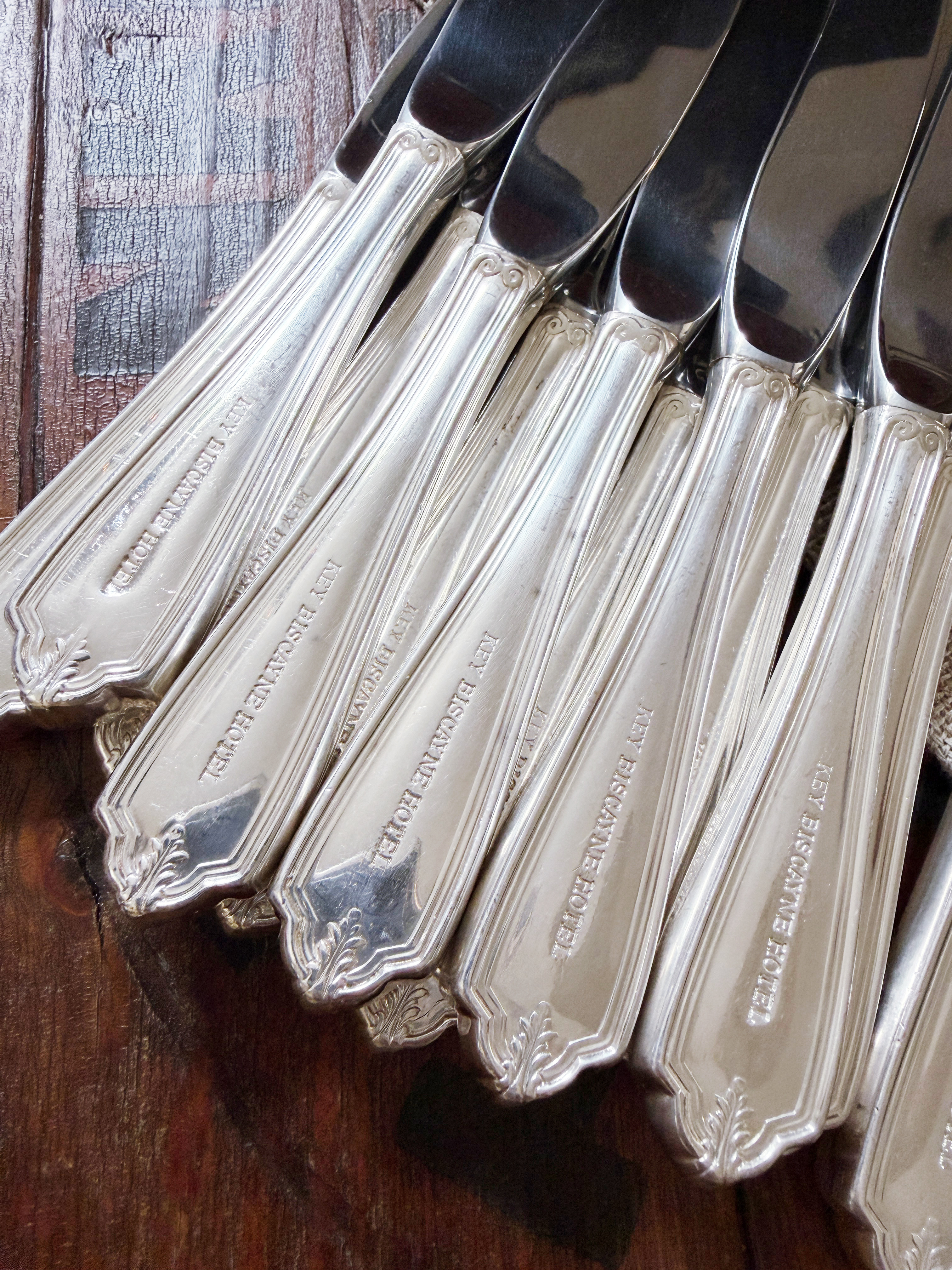 12 Vintage Silver Plated Butter Spreaders from the Key Biscayne Hotel Miami