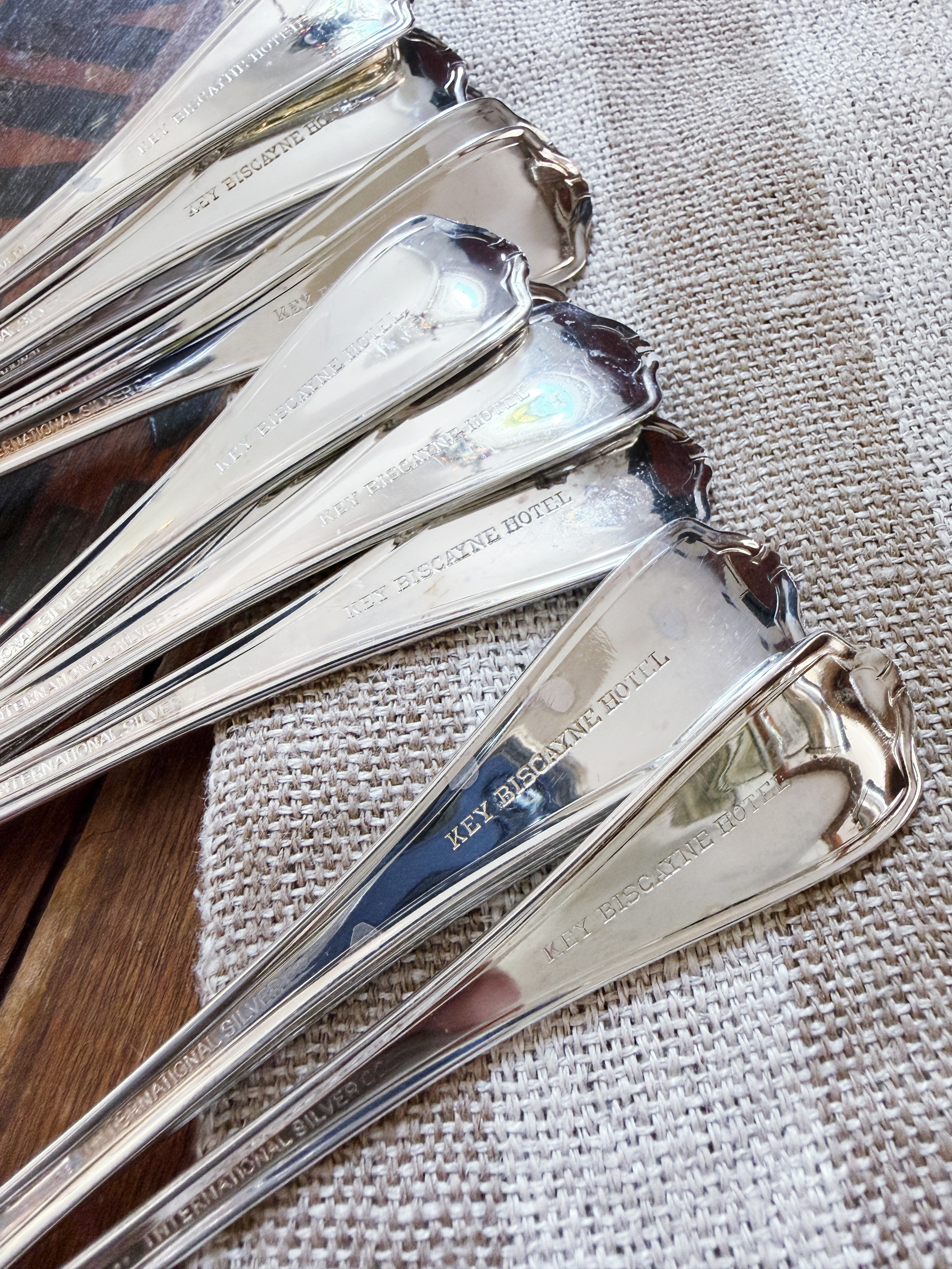 12 Vintage Silver Plated Iced Tea Spoons from the Key Biscayne Hotel Miami