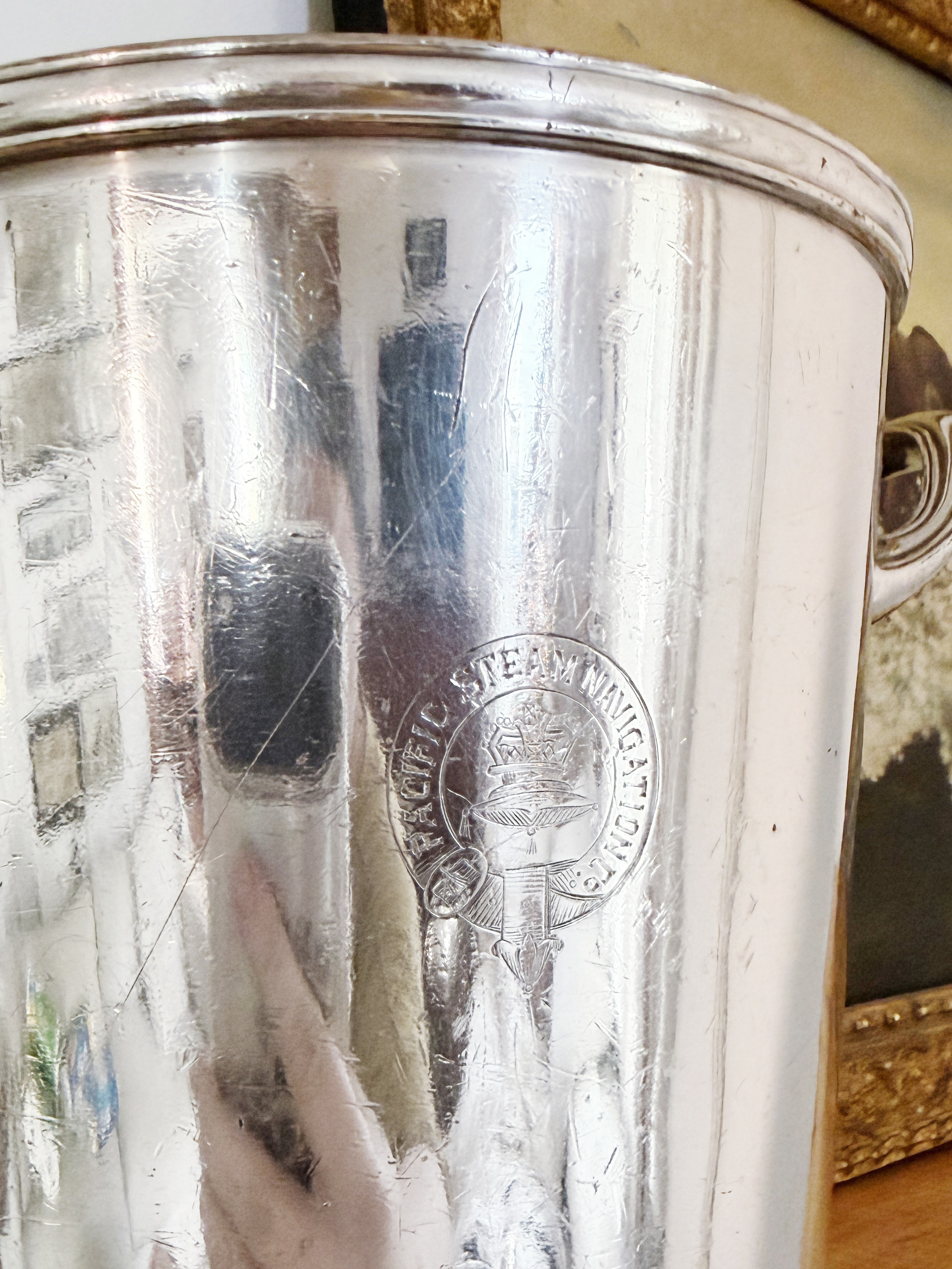 Antique Pacific Steam Navigation Co Silver Plated Wine Cooler