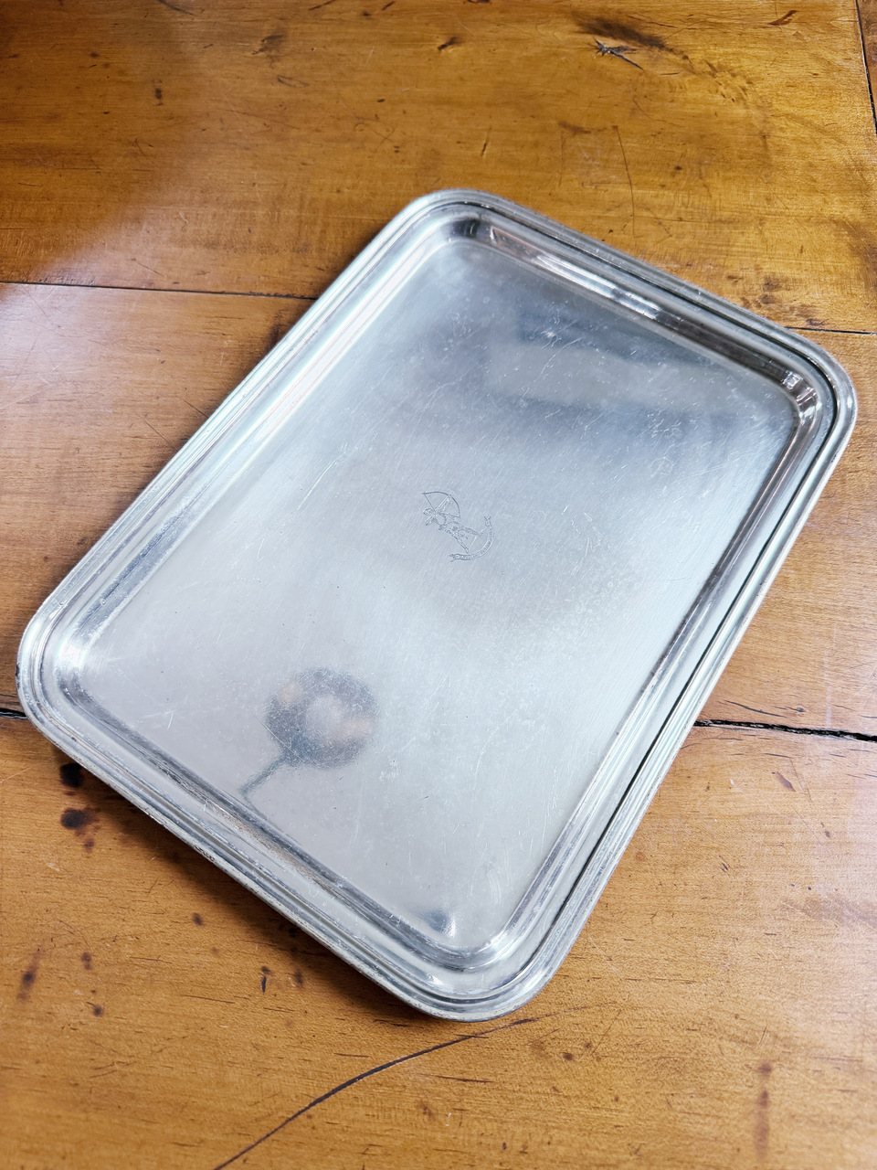 Antique Silver Serving Tray from Hotel Belmont in New York