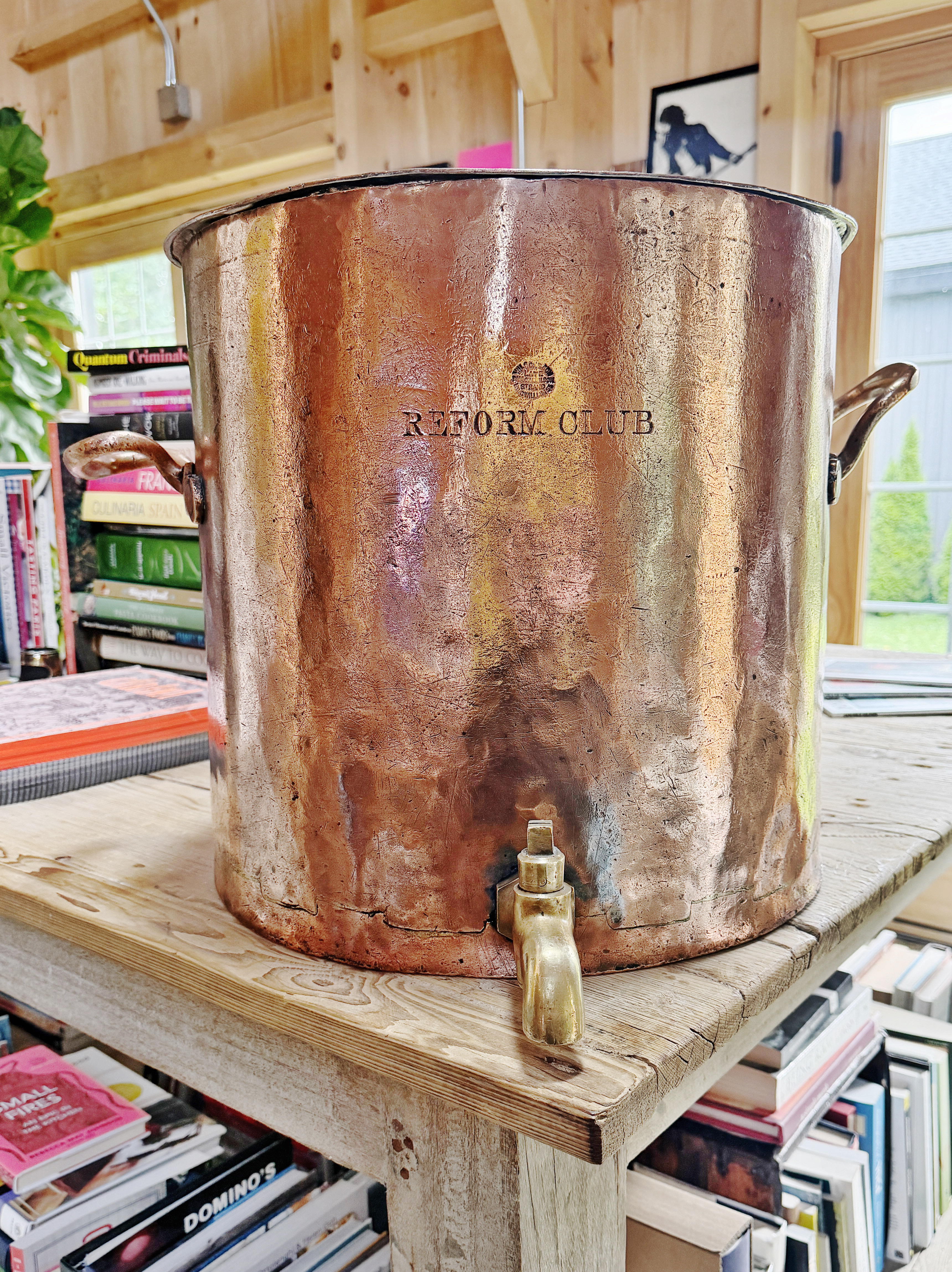 Huge Antique Copper Water Pot from Reform Club London