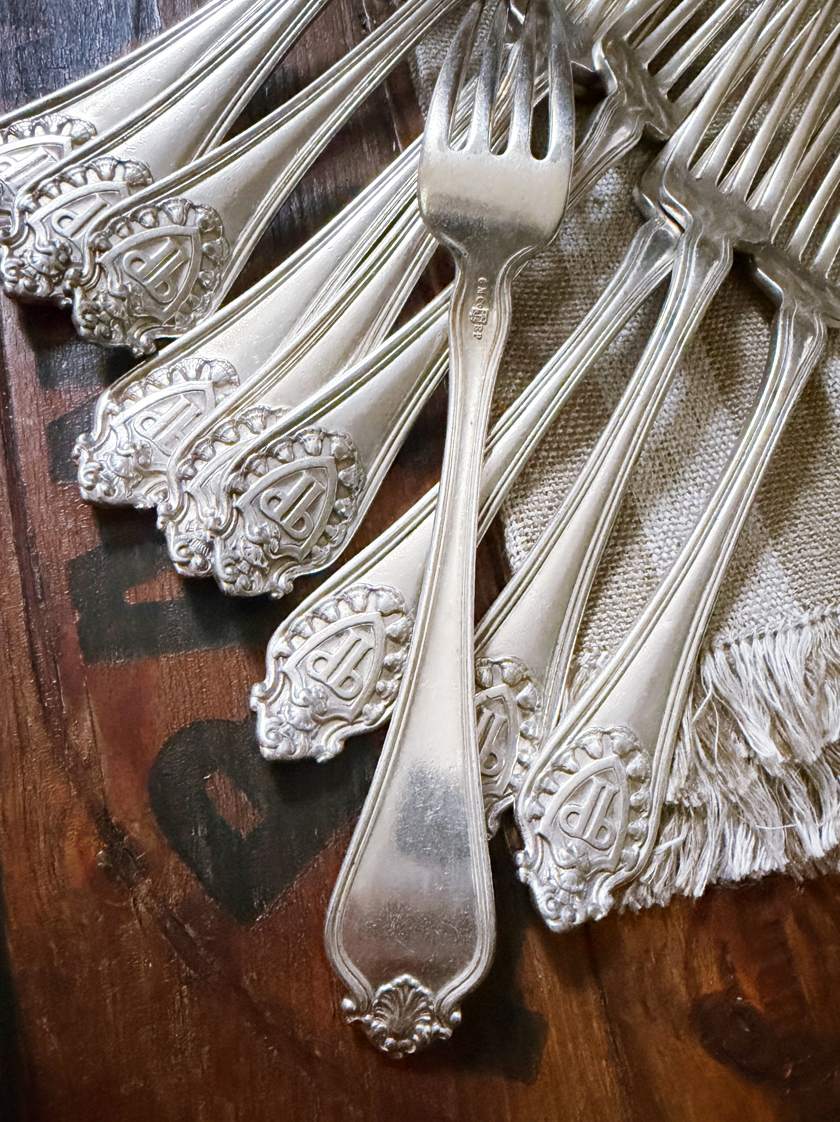 Set of 10 Silver Plated Dinner Forks from The Plaza Hotel NYC