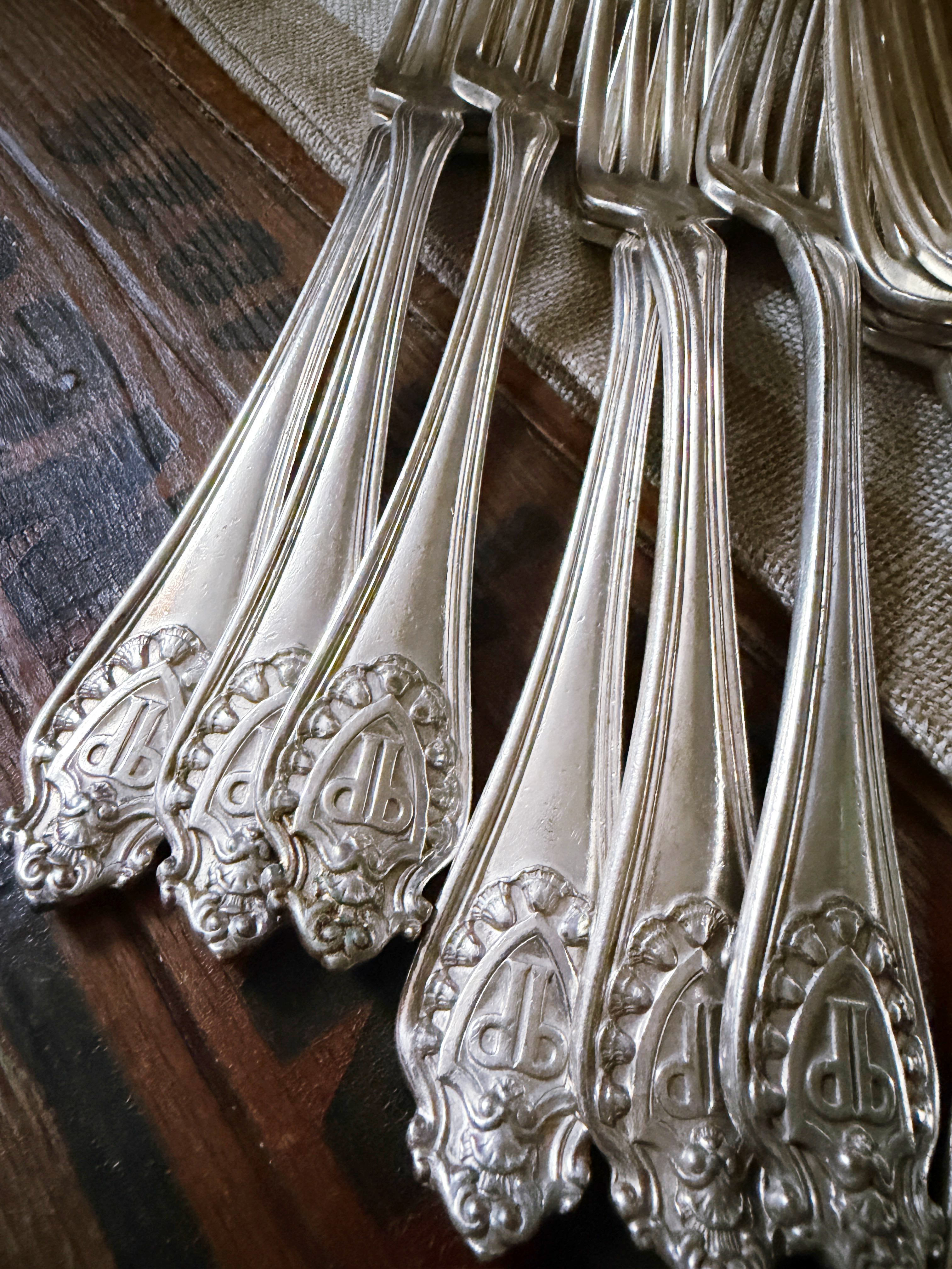 Set of 10 Silver Plated Dinner Forks from The Plaza Hotel NYC