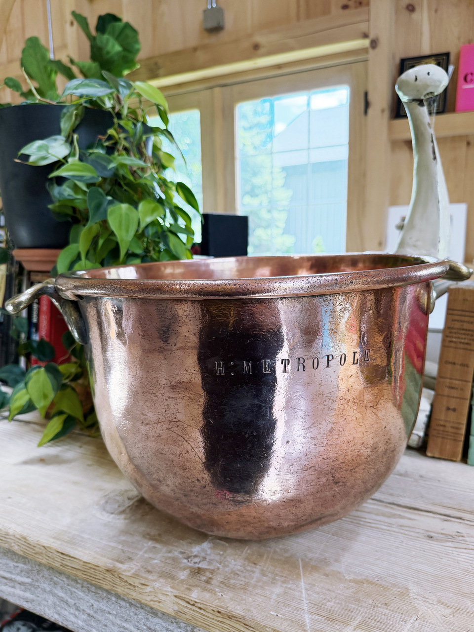 Antique French Copper Patisserie Bowl from Hotel Metropole Monte-Carlo