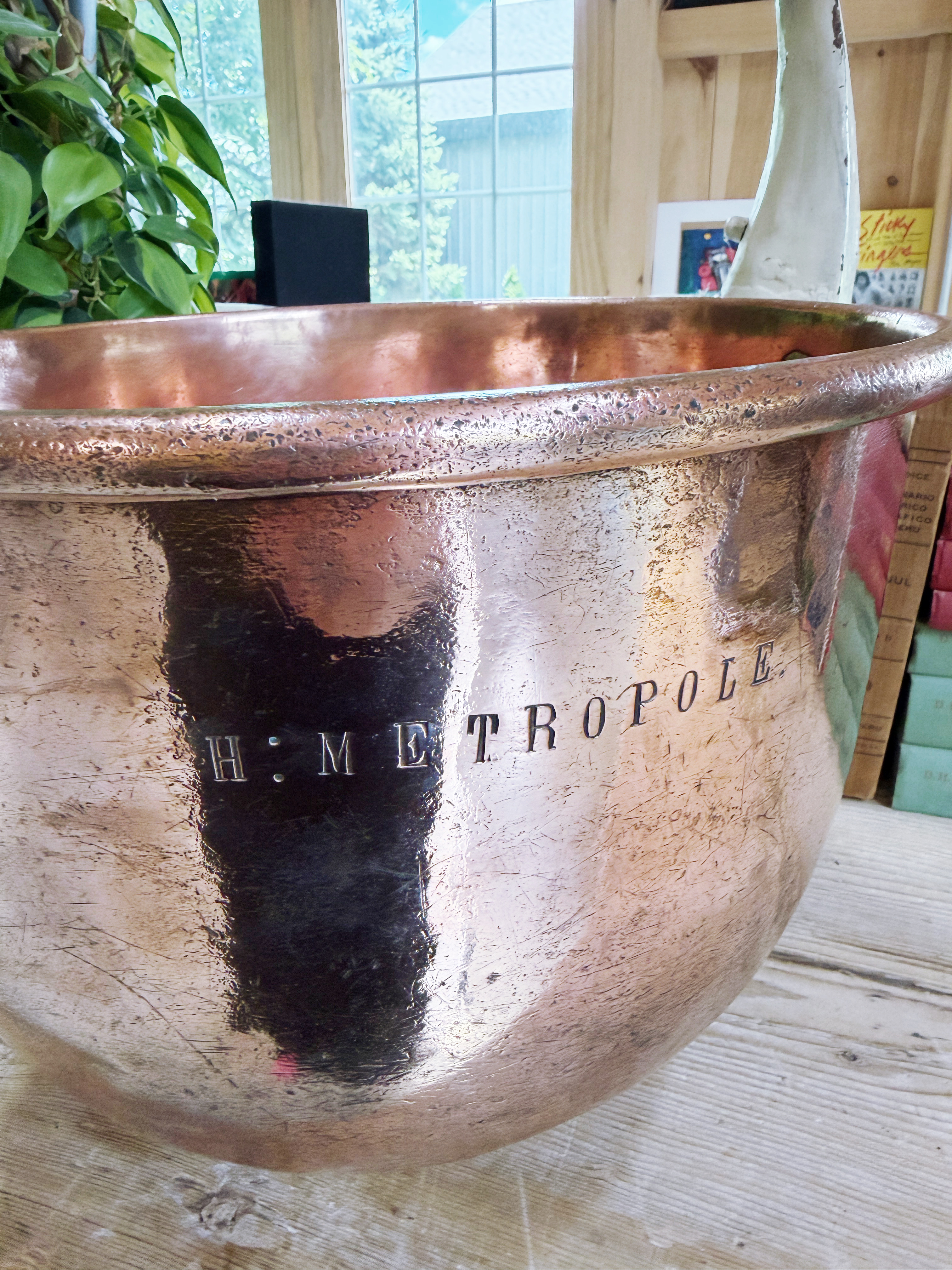 Antique French Copper Patisserie Bowl from Hotel Metropole Monte-Carlo