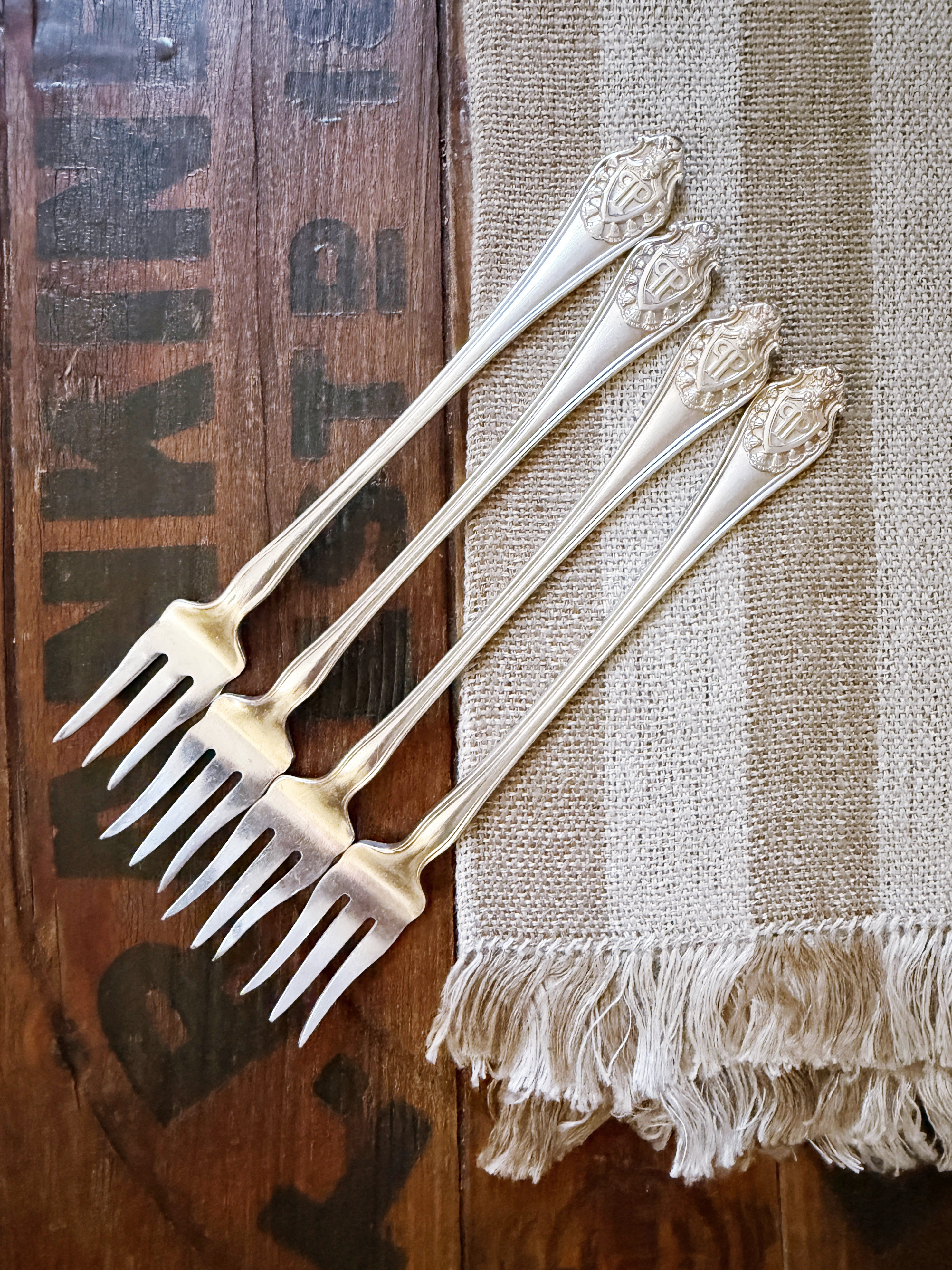 Set of 4 Silver Plated Cocktail Forks from The Plaza Hotel NYC