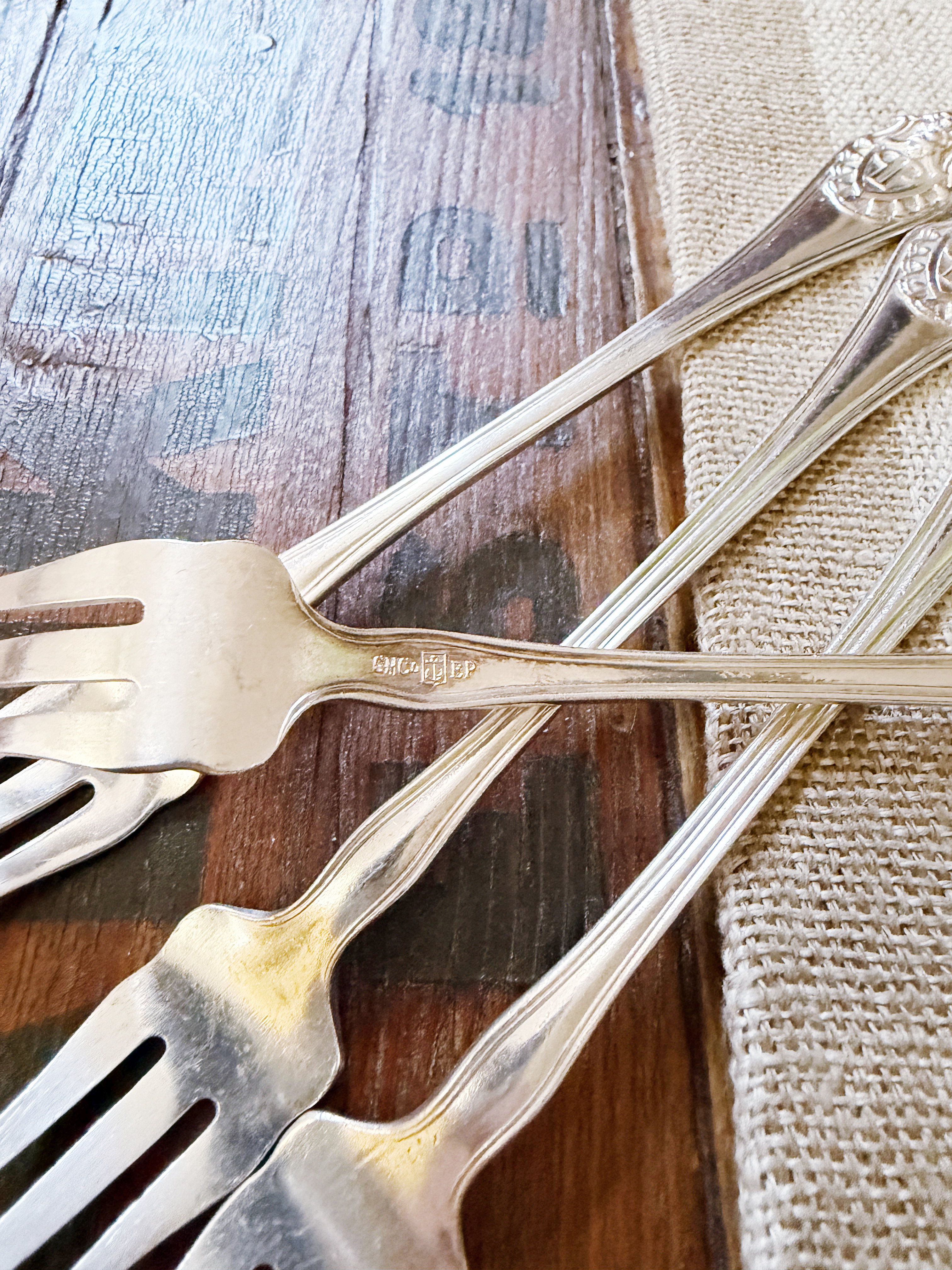Set of 4 Silver Plated Cocktail Forks from The Plaza Hotel NYC