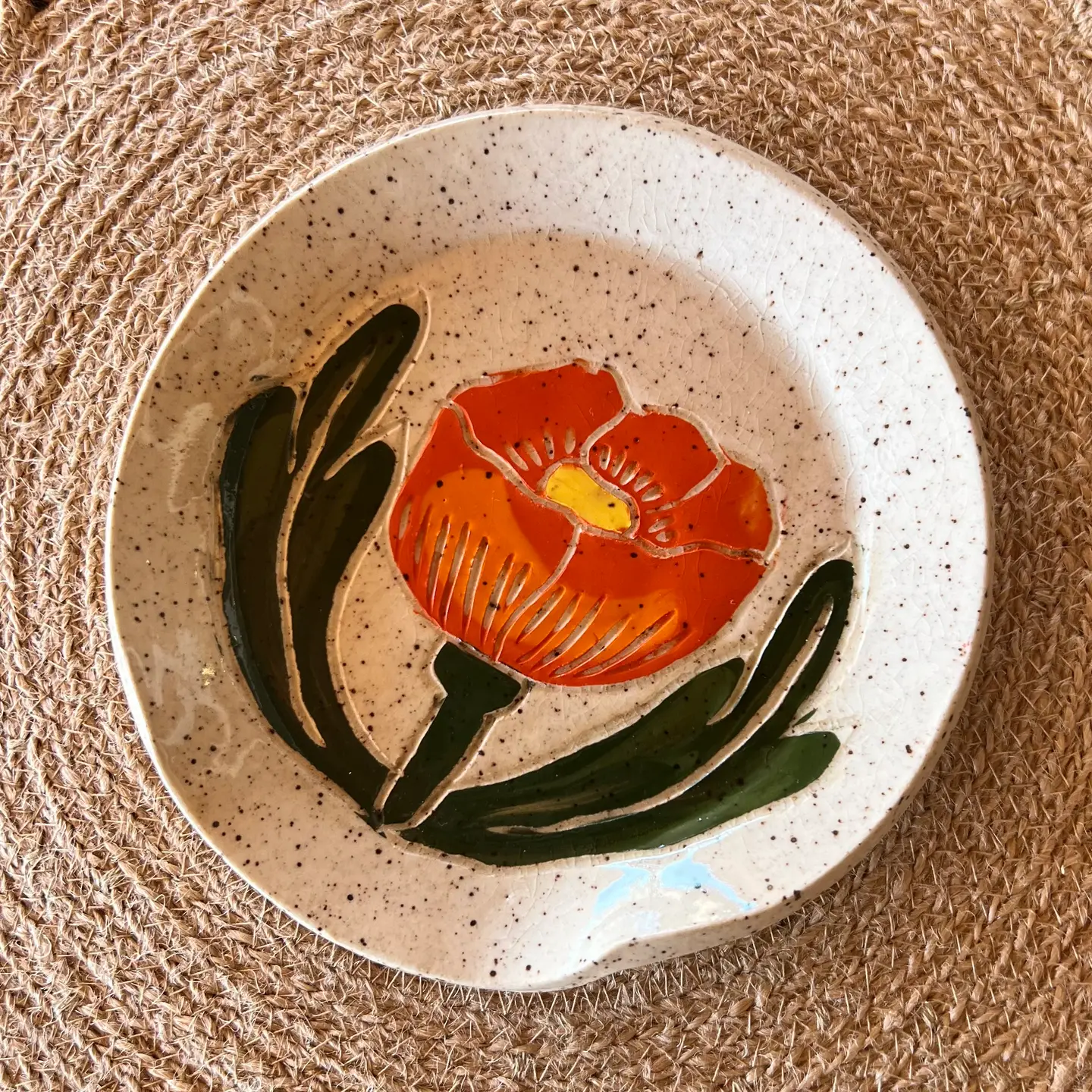 Globe Mallow Sgraffito Ceramic Spoon Rest