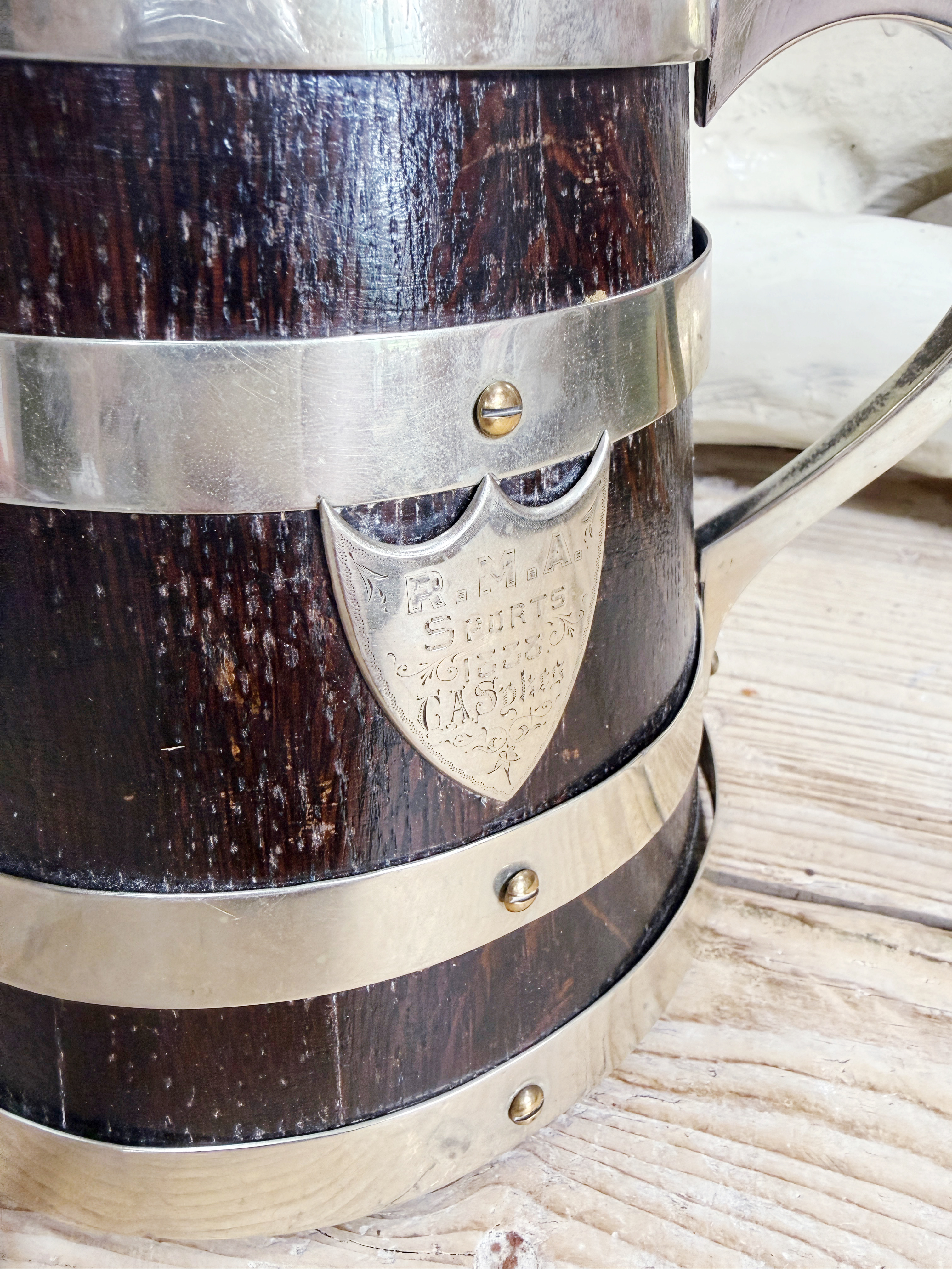 1888 English Oak & Brass Trophy Cup