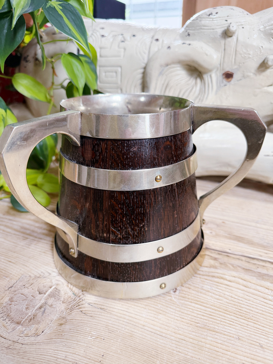 1888 English Oak & Brass Trophy Cup