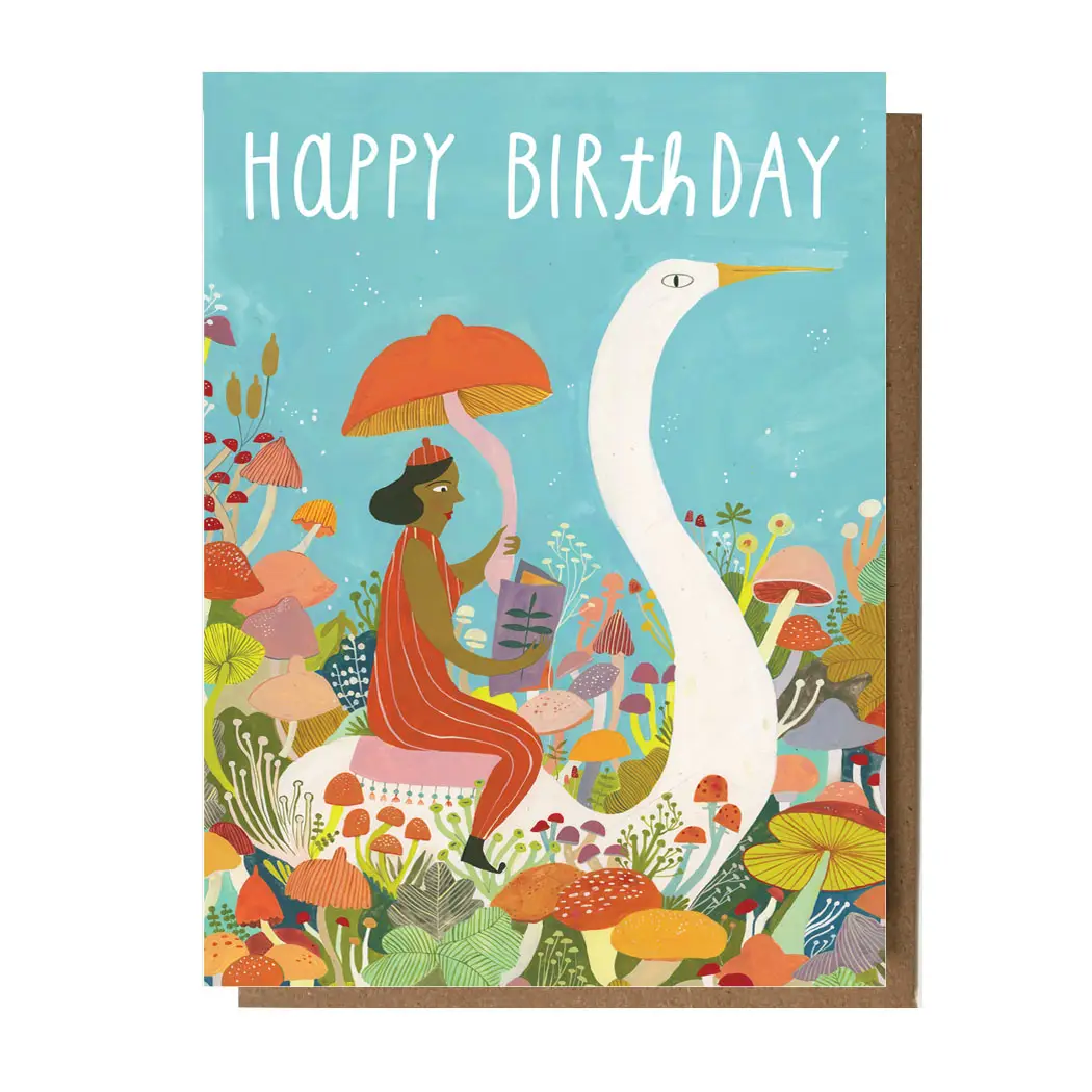 Happy Birthday Swan Greeting Card