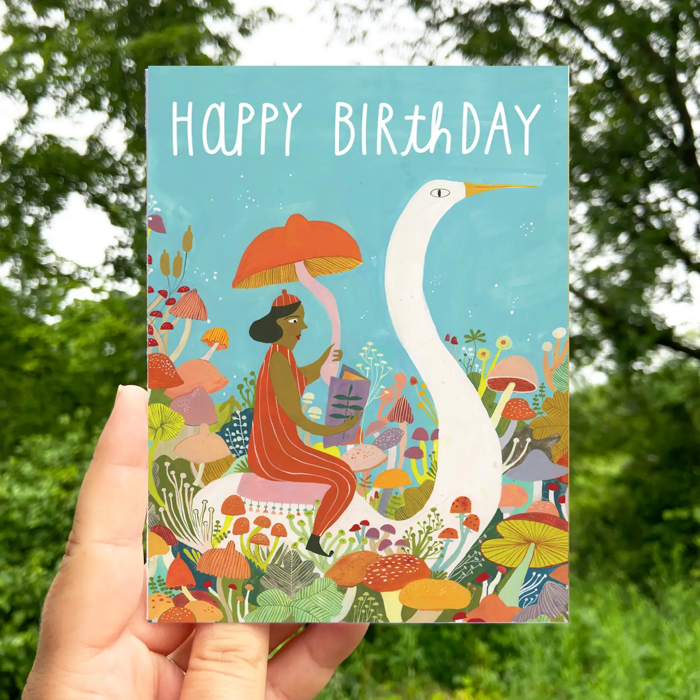 Happy Birthday Swan Greeting Card