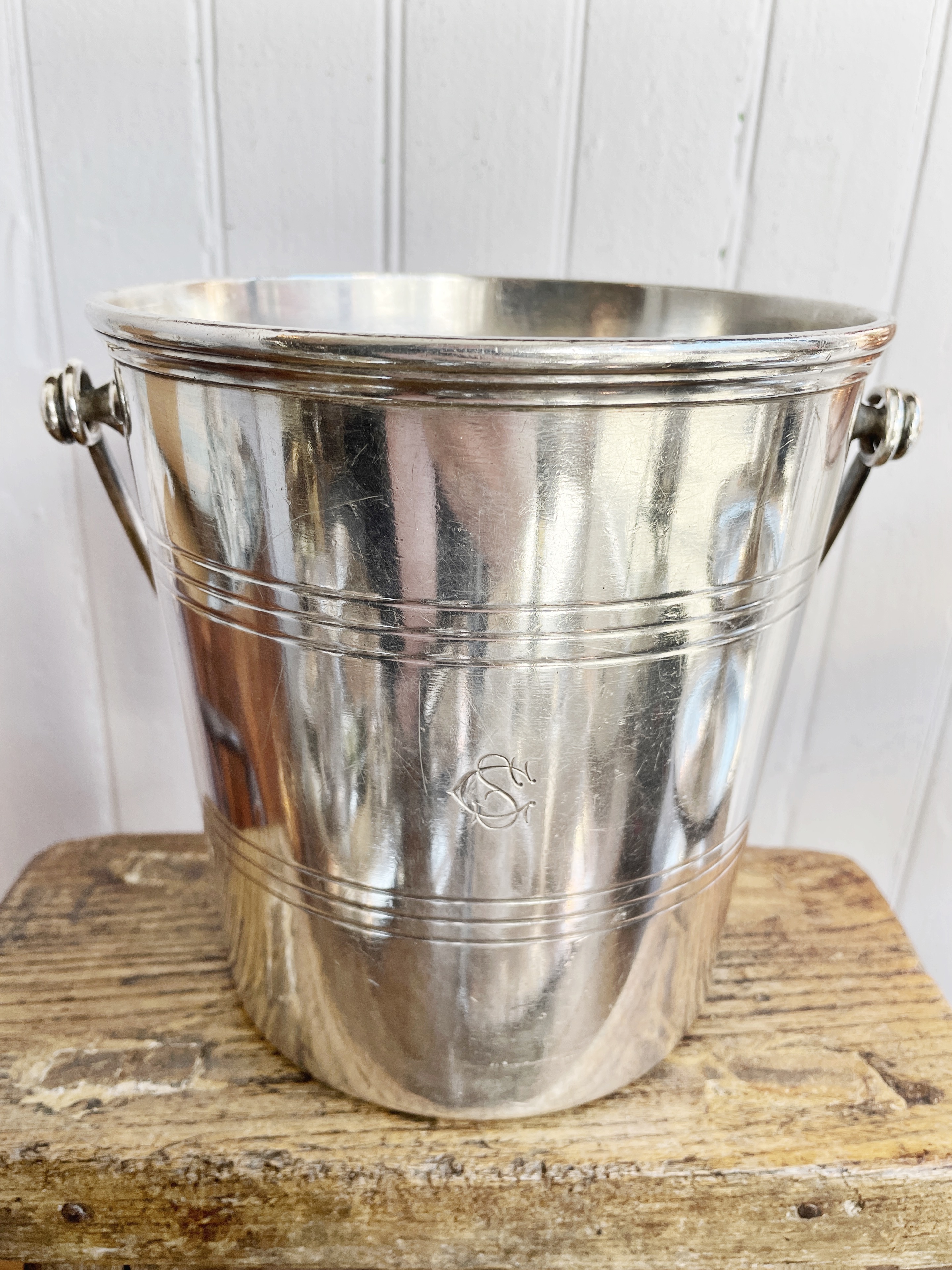 Antique Christofle Silver Plated Ice Bucket from Messageries Maritimes Ocean Liner