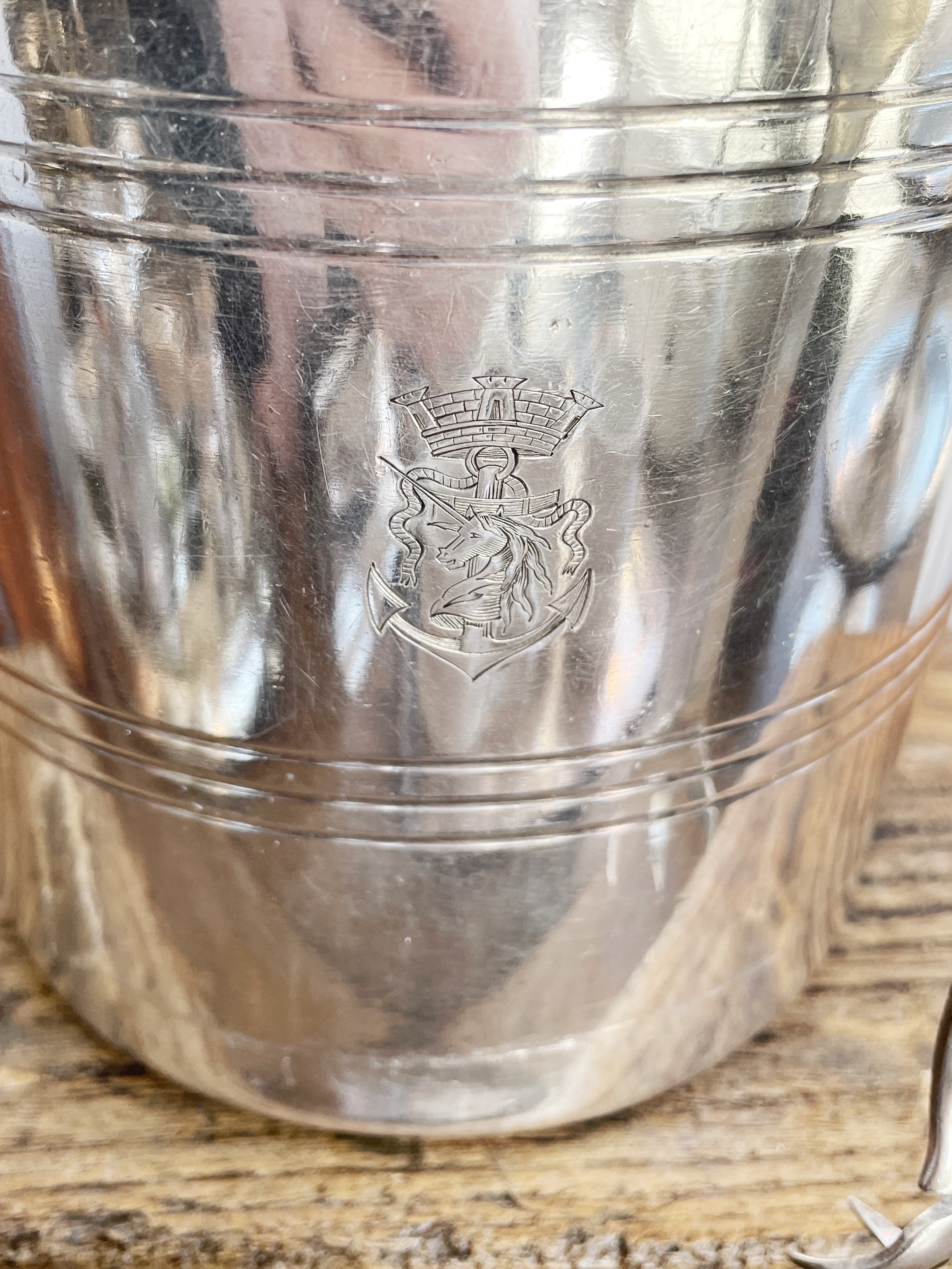 Antique Christofle Silver Plated Ice Bucket from Messageries Maritimes Ocean Liner