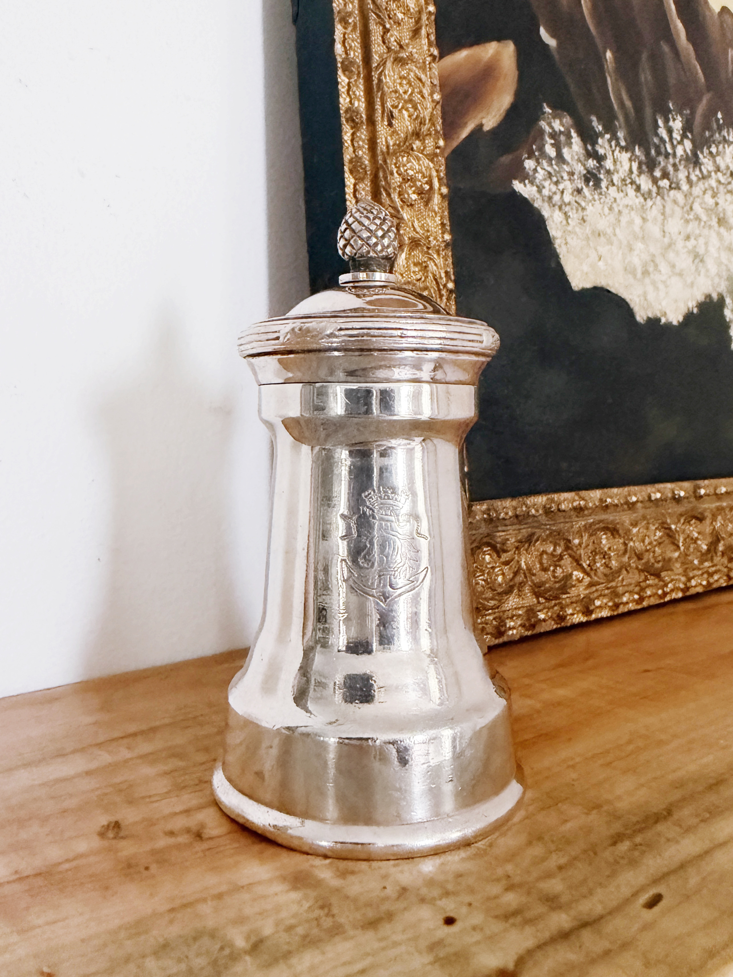 Antique Christofle Silver Pepper Mill from a Messageries Maritimes Ocean Liner