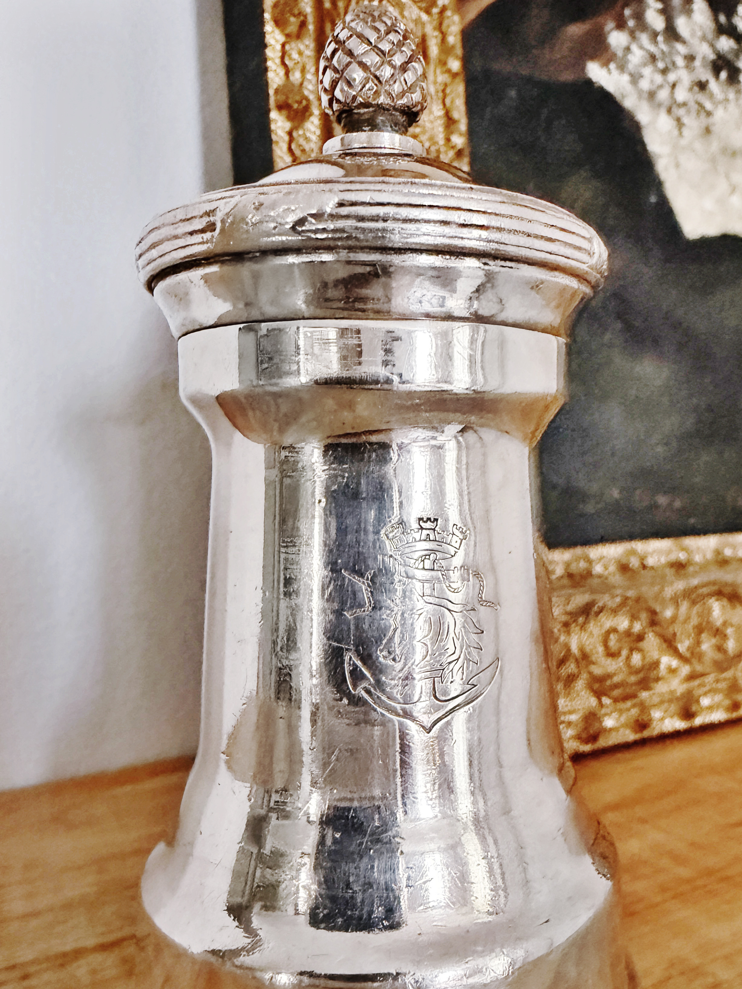 Antique Christofle Silver Pepper Mill from a Messageries Maritimes Ocean Liner